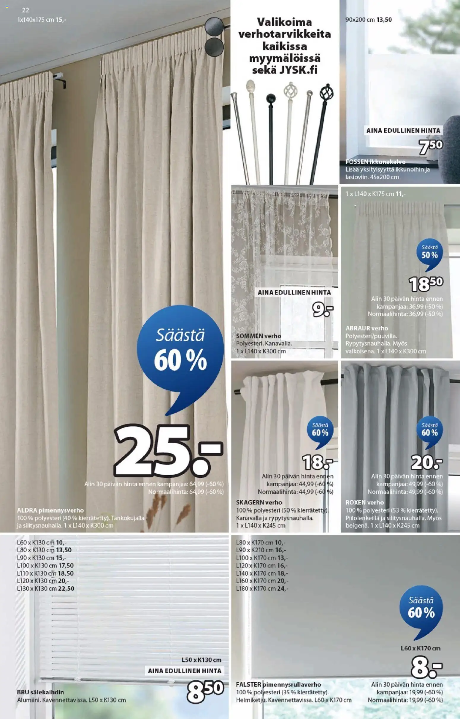 JYSK - Tarjoukset – voimassa 05.03.2026 alkaen | Sivu: 22 | Tuotteet: Verho