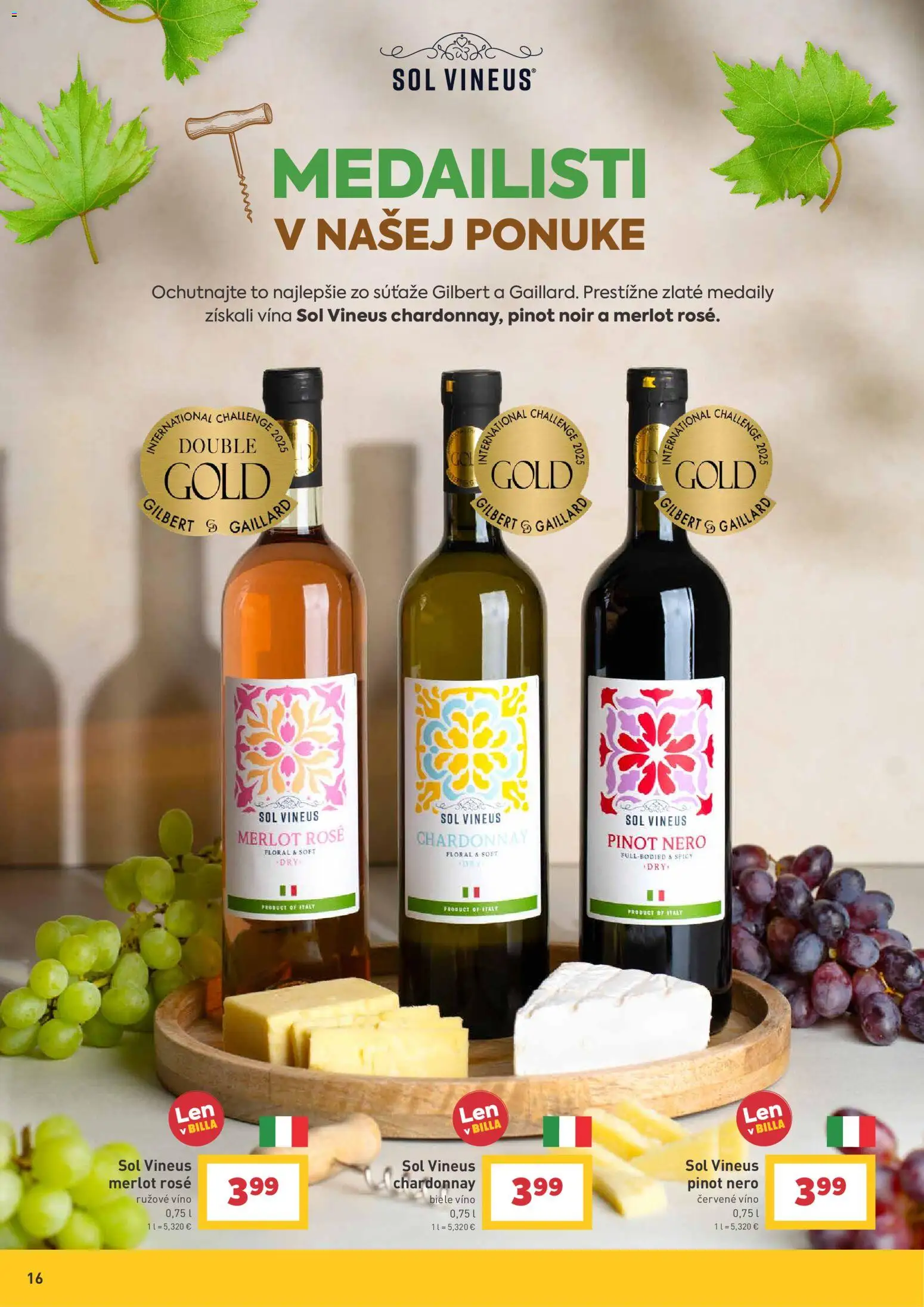 Nové Billa akcie – leták je platný od 07.04.2026 | Strana: 16 | Produkty: Biele víno, Víno, Rúžové víno, Červené víno