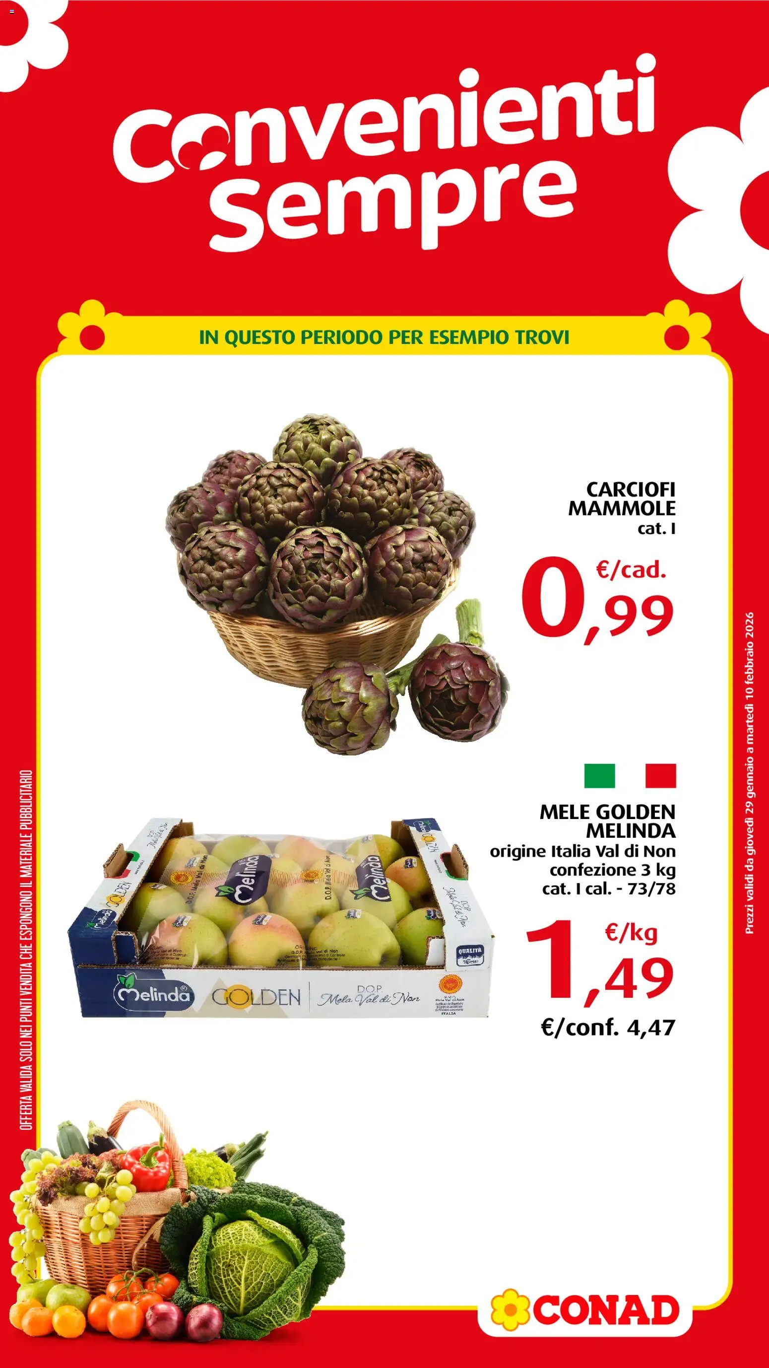 Volantino Conad del 29.01.2026 | Pagina: 2 | Prodotti: Mele, Carciofi