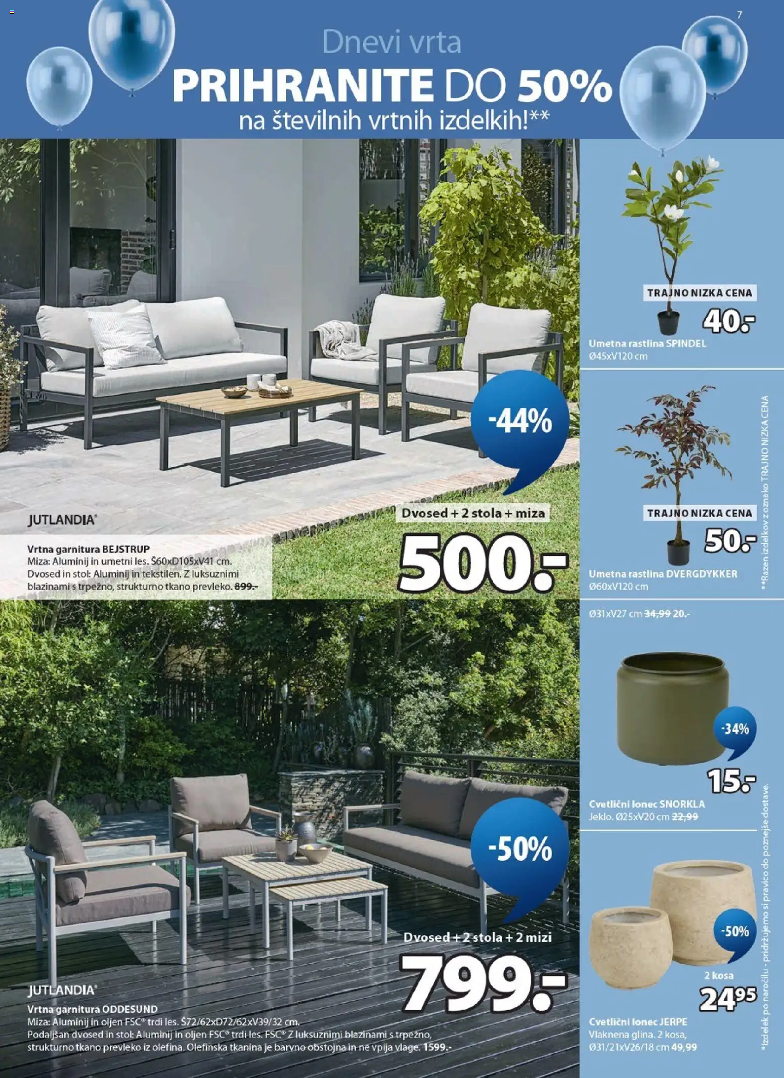 Novi JYSK katalog ponudbe – veljaven od 22.04.2026 | Stran: 7 | Izdelki: Dvosed, Umetna rastlina, Miza, Stol