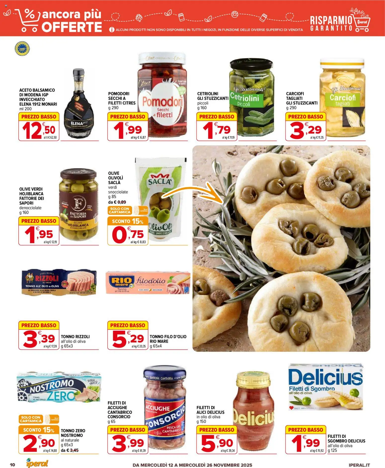 Volantino Iperal del 12.11.2025 | Pagina: 10 | Prodotti: Pesca, Carciofi, Tonno, Aceto
