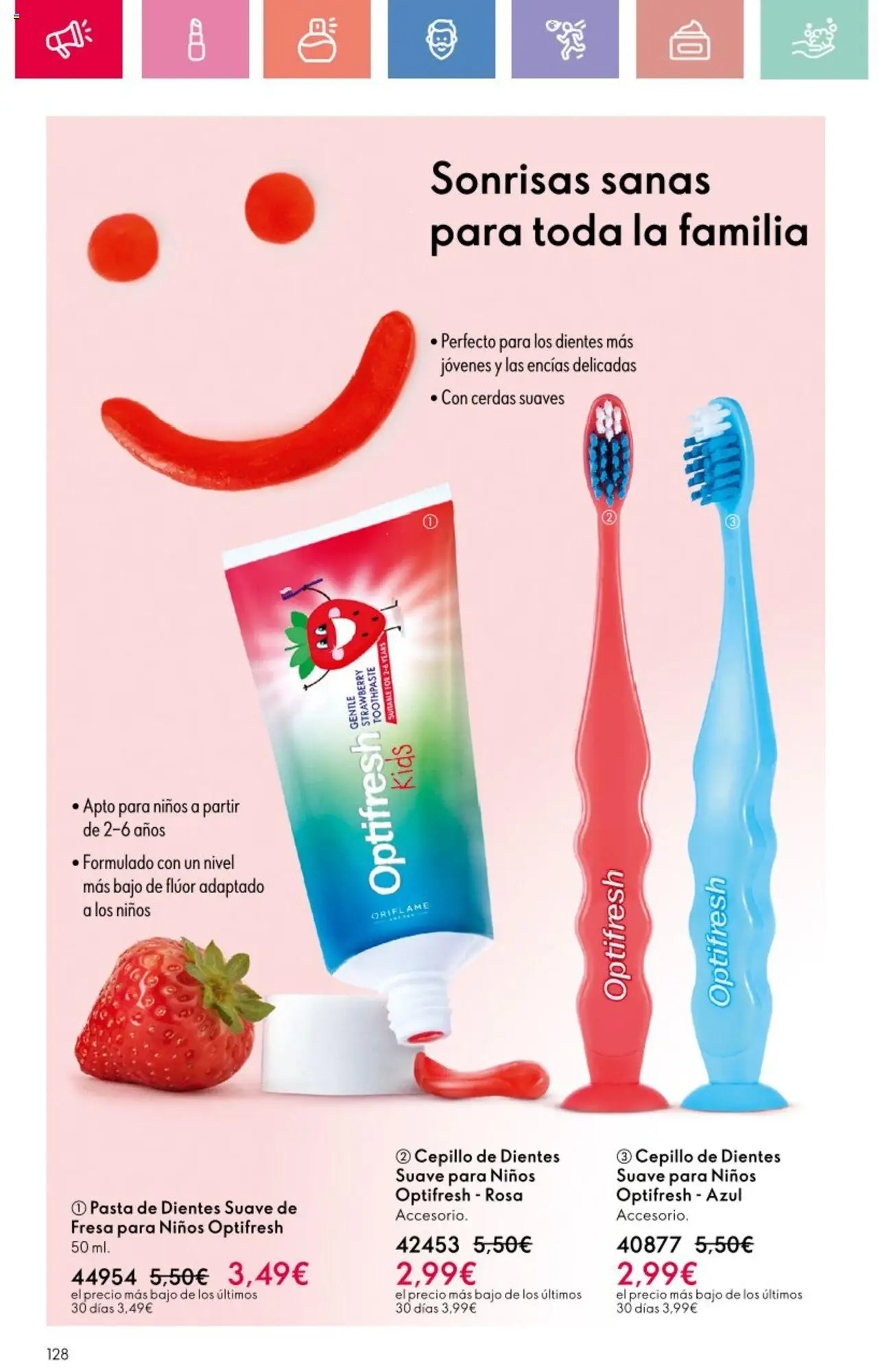 Oriflame - Catálogo Campaña 11 │ válido desde el 03.08.2025 | Página: 128 | Productos: Cepillo, Cepillo de dientes, Pasta, Δαμάσκηνο