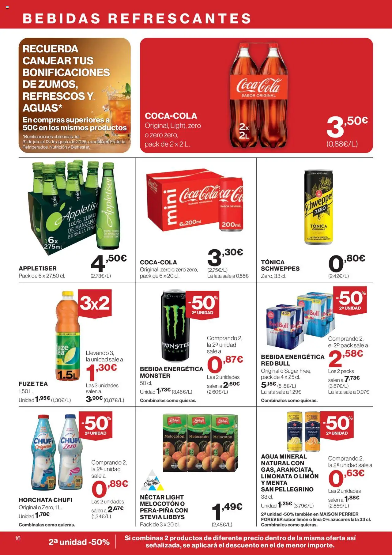 Supercor Canarias │ válido desde el 14.08.2025 | Página: 16 | Productos: Lima, Ροζ πιπέρι, Néctar, Agua mineral