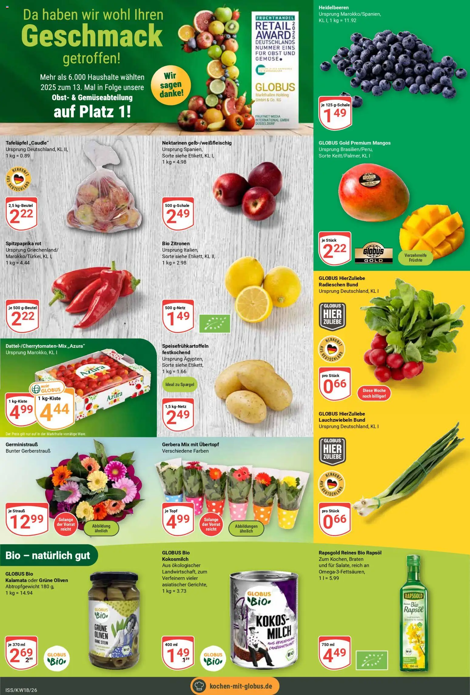 Globus Prospekt 	 – gültig ab 27.04.2026 | Seite: 11 | Produkte: Milch, Nektarinen, Spargel, Heidelbeeren