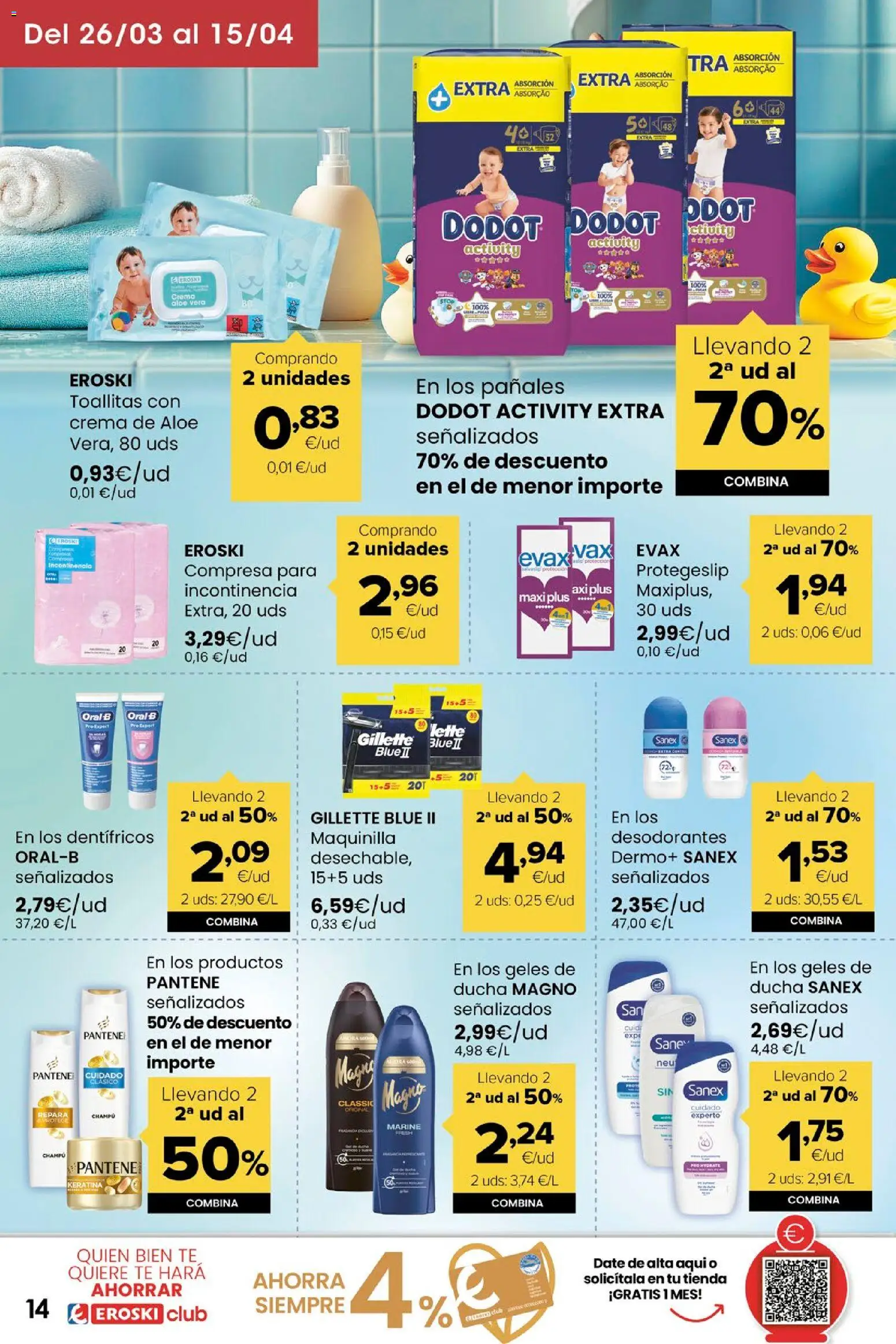 Eroski folleto │ válido desde el 26.03.2026 | Página: 14 | Productos: Champú, Crema, Té, Ducha