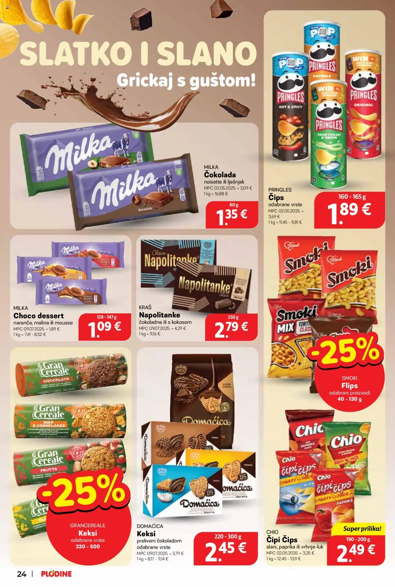 Plodine katalog | vrijedi od 06.08.2025 | Stranica: 24 | Proizvodi: Keksi, Čokolada, Pringles, Paprika