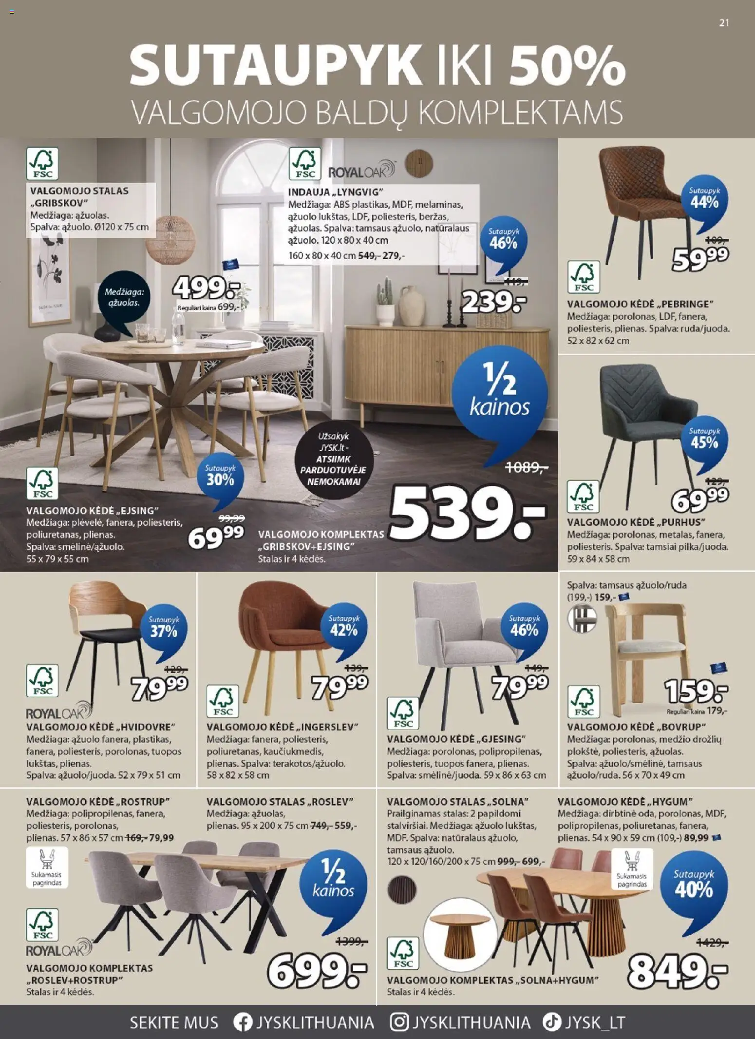 JYSK akcijos nuo 17.03.2026 | Puslapis: 21 | Prekių: Indauja, Stalas, Kėdė