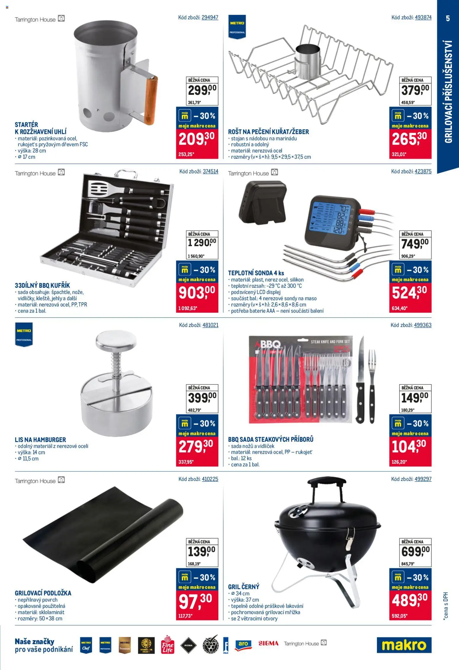 Makro leták - Venkovní vybavení 2 od 08.04.2026 | Strana: 5 | Produkty: Steak, Gril, Rošt, Grilovací podložka