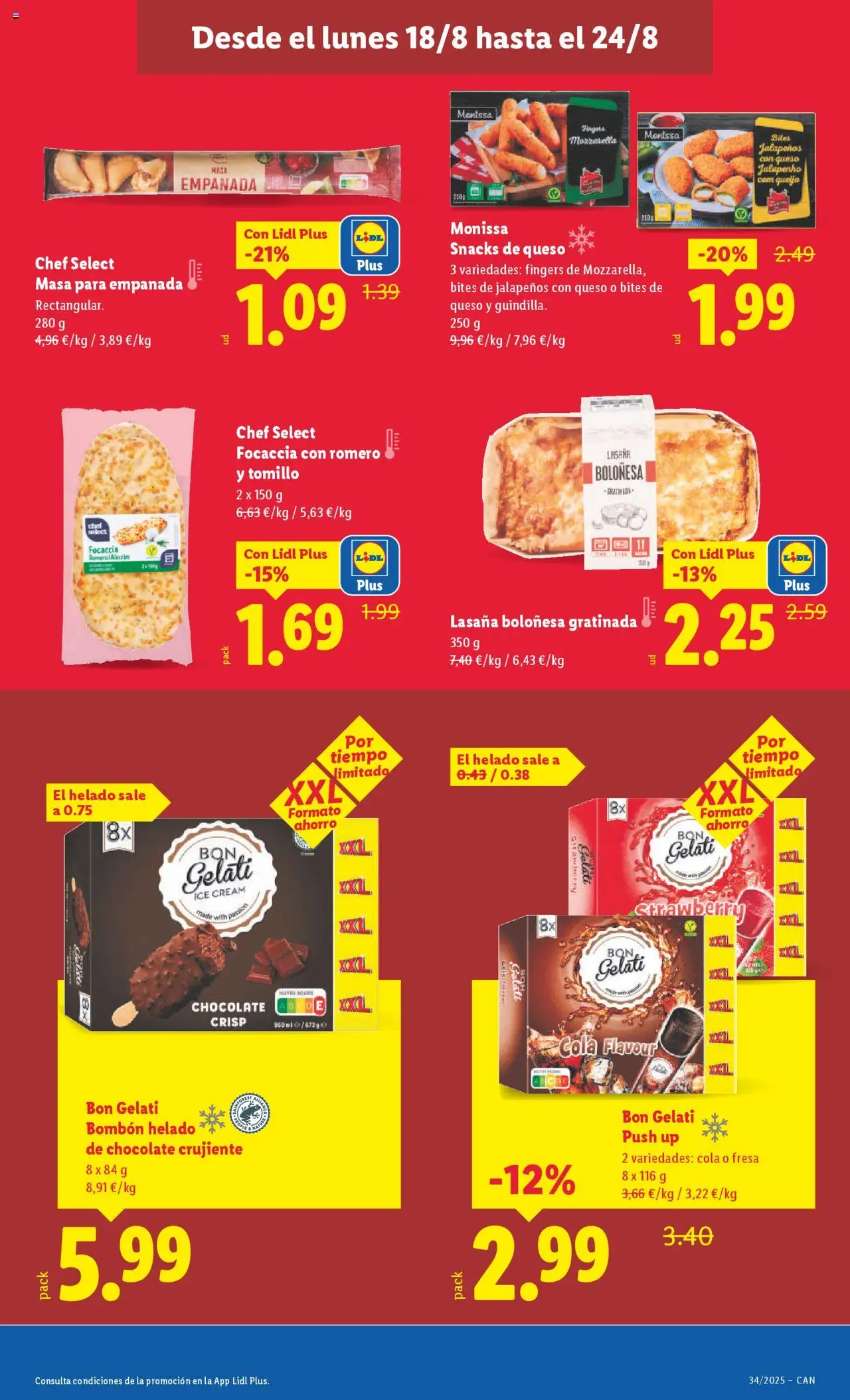 Lidl - Canarias │ válido desde el 18.08.2025 | Página: 13 | Productos: Queso, Chocolate, Ρυζογκοφρέτα, Lasaña