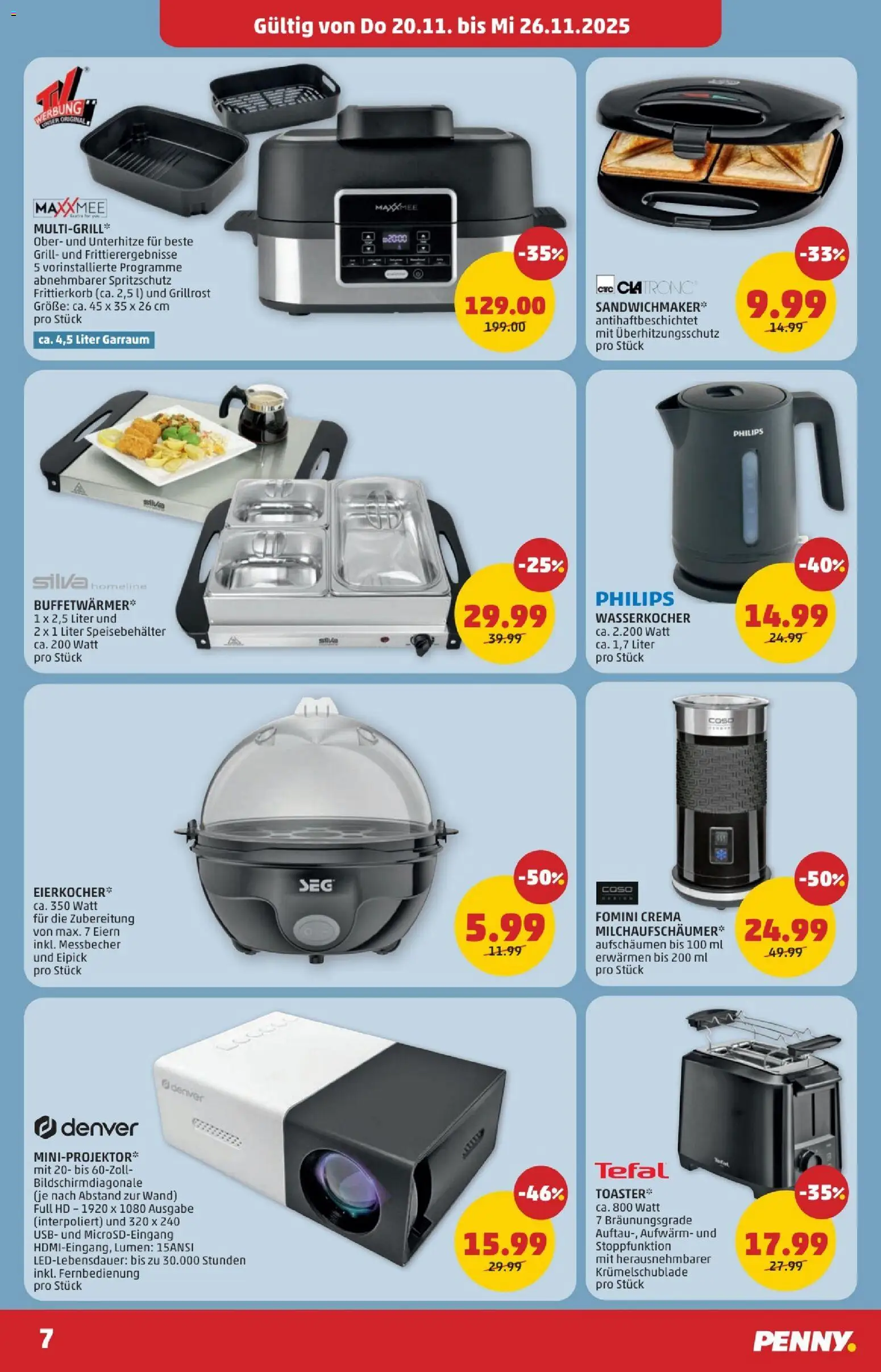 Penny Markt - Eröffnung in 8940 Liezen gültig ab 20.11.2025 | Seite: 7 | Produkte: USB, Grill, Wasserkocher, Toaster