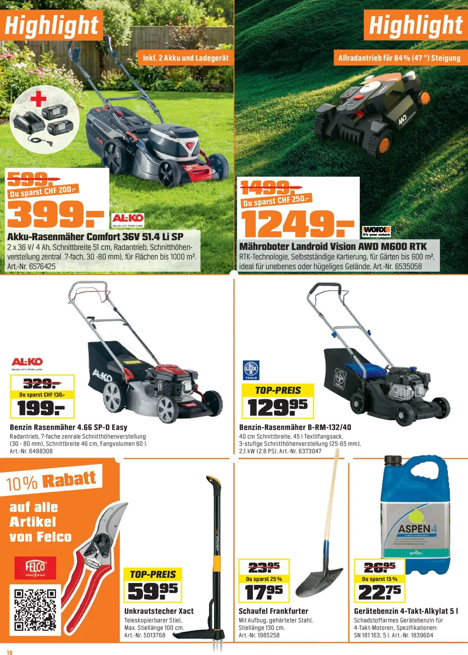 OBI - ALLES MACHBAR. BIBERSTARKE ANGEBOTE. – gültig ab 14.04.2026 | Seite: 10 | Produkte: Ladegerät, Rasenmäher