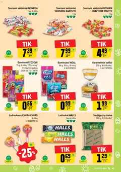 IKI leidinys galioja nuo 23.03.2026 | Puslapis: 45 | Prekių: Ledinukai, Vafliai, Guminukai, Saldainiai