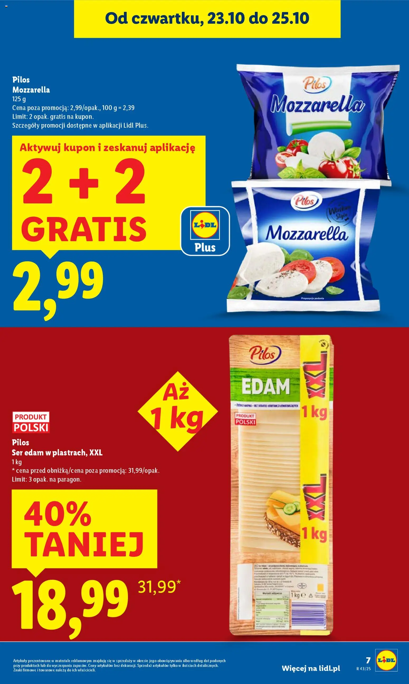 Lidl Gazetka od 23.10.2025 | Strona: 7 | Produkty: Ser, Mozzarella