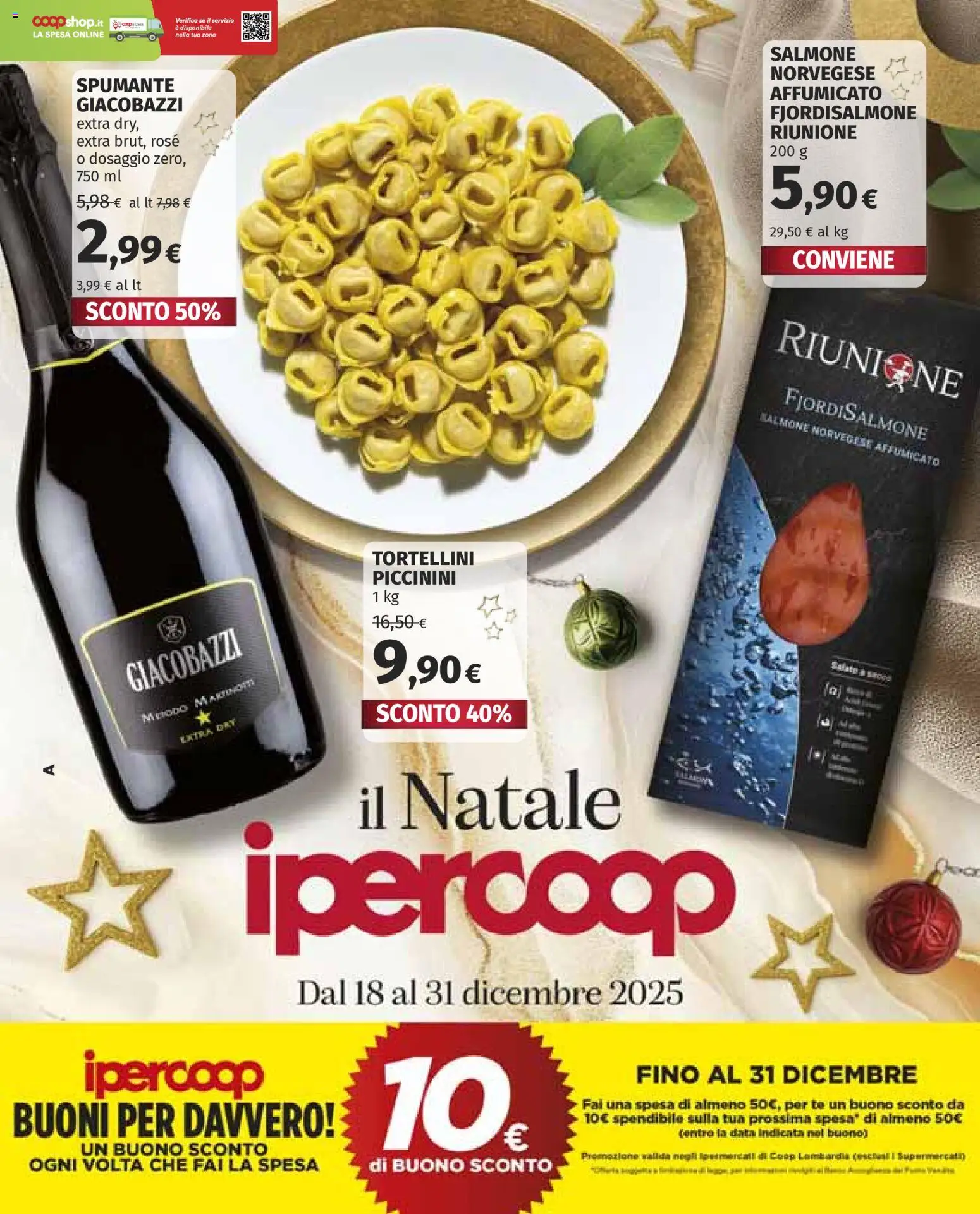 Volantino Ipercoop del 18.12.2025 | Pagina: 1 | Prodotti: Salmone, Tè, Data, Spumante