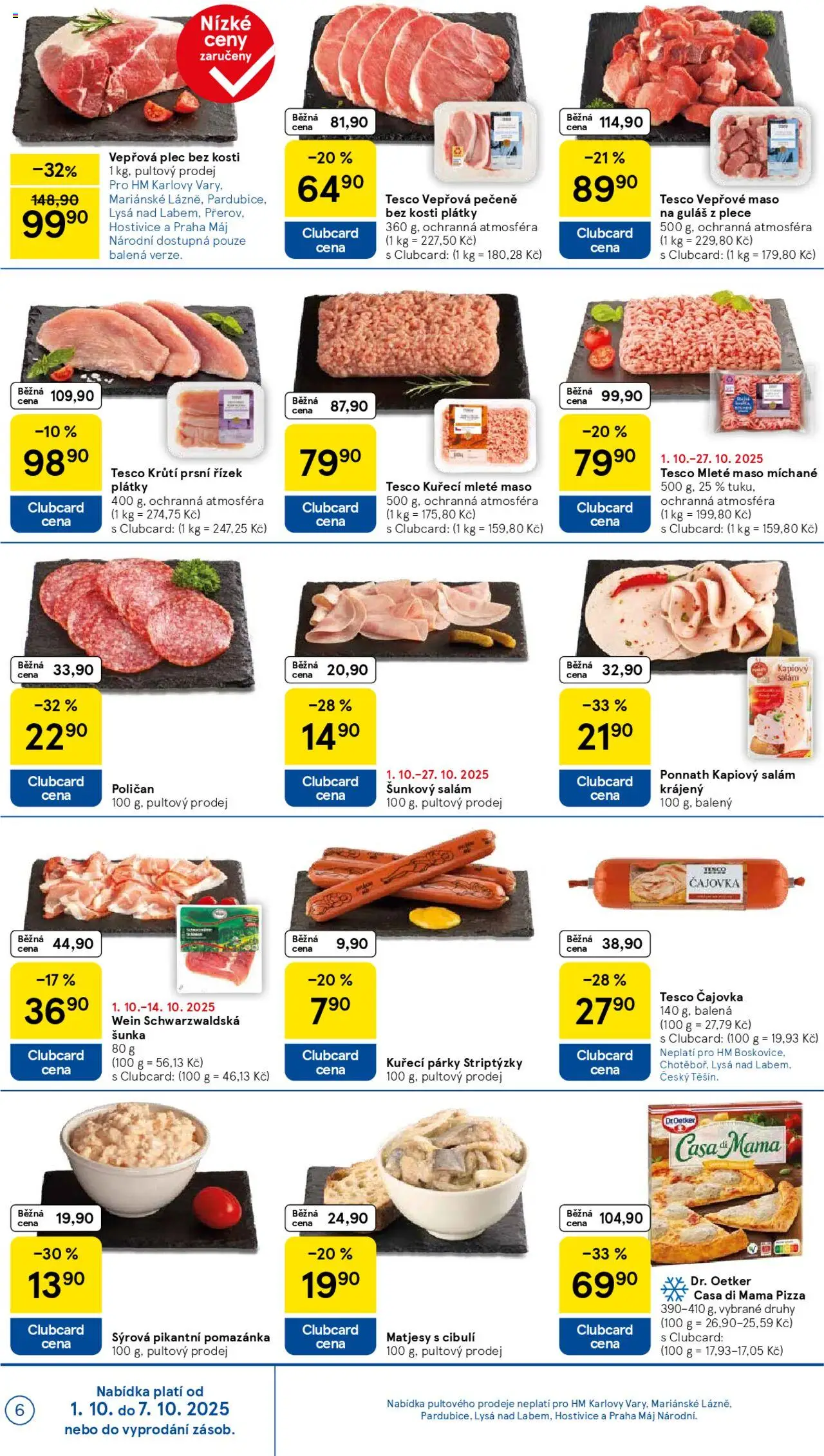 Tesco leták - Hypermarket od 01.10.2025 | Strana: 6 | Produkty: Schwarzwaldská šunka, Salám, Šunka, Pomazánka