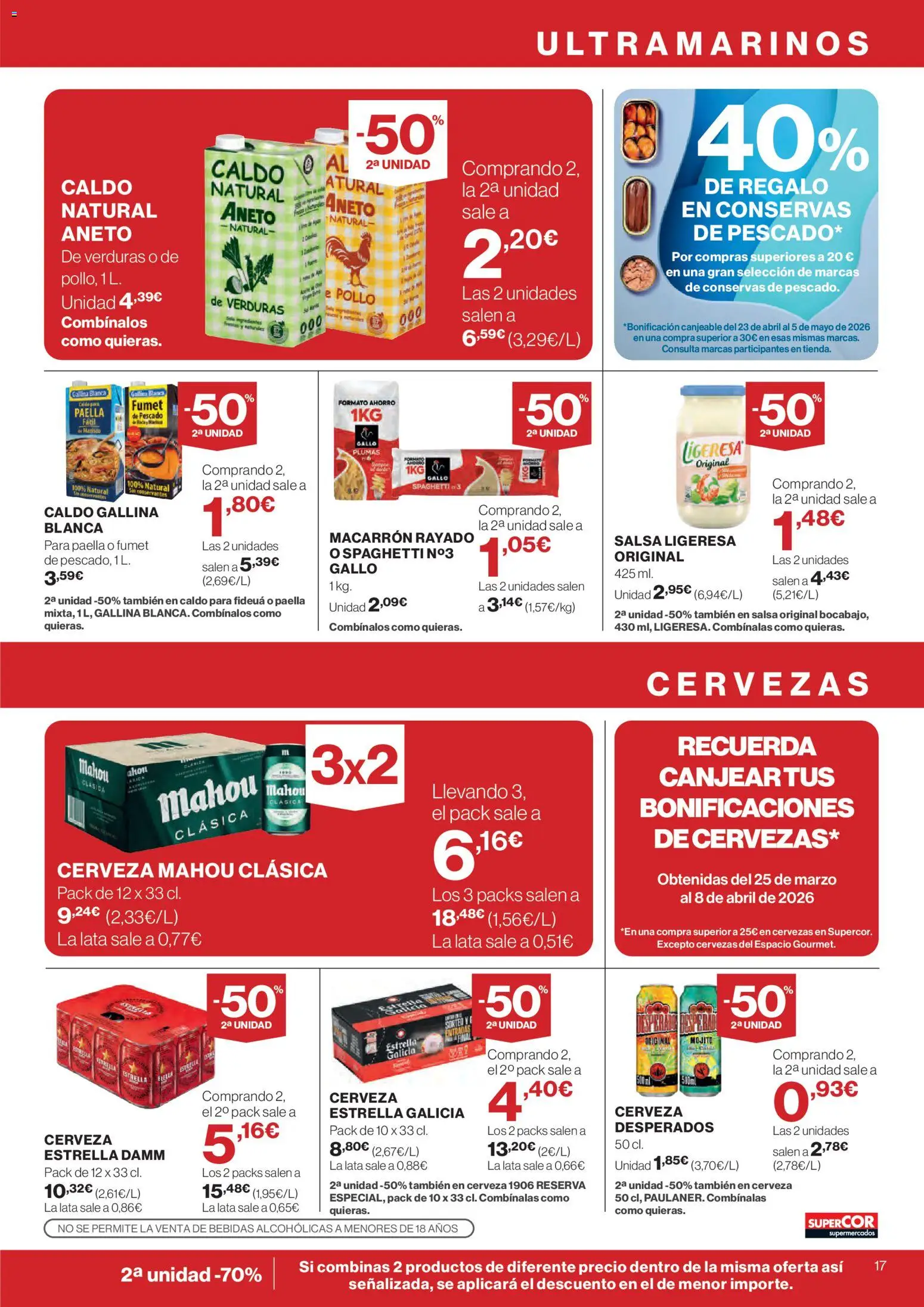 Supercor folleto │ válido desde el 09.04.2026 | Página: 17 | Productos: Cerveza, Pescado, Παρμεζάνα