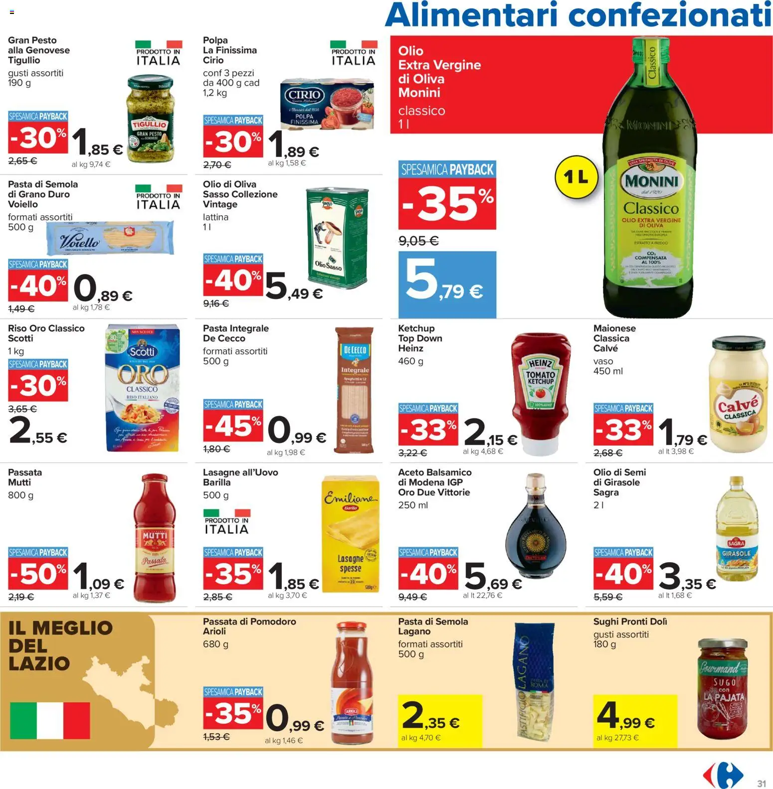 Volantino Carrefour del 26.03.2026 | Pagina: 31 | Prodotti: Riso, Olio, Passata di pomodoro, Sugo