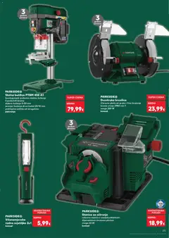 Stolna bušilica PTBM 450 A1, bezstupanjski podesiva dubina bušenja 5 podesivih brzina dubina bušenja 0-50 mm promjer bušenja drvo/metal 25/10 mm preklopiva zaštita od strugotina pakiranje - Pregled kataloga iz trgovine Kaufland, vrijedi od 04.02.2026 | Stranica: 25