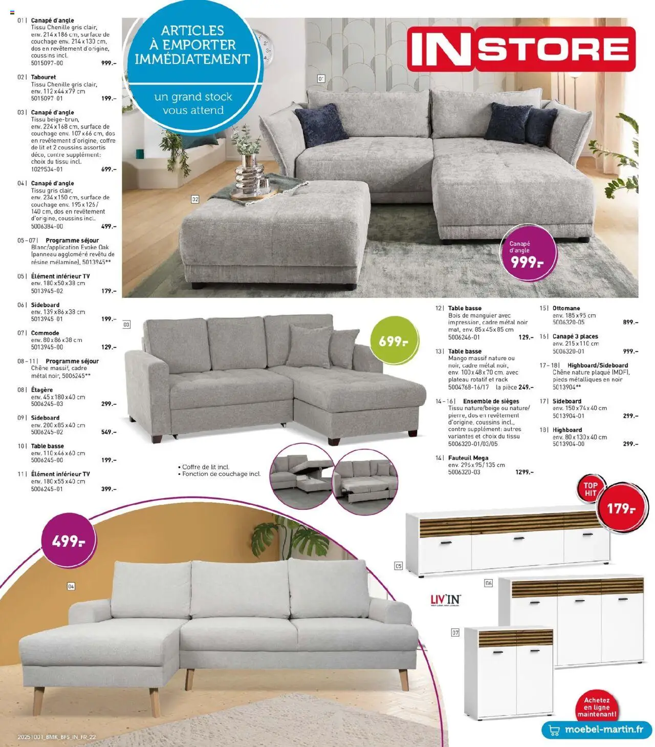 {H1} | Page: 22 | Produits: Store, Commode, Table basse, Table