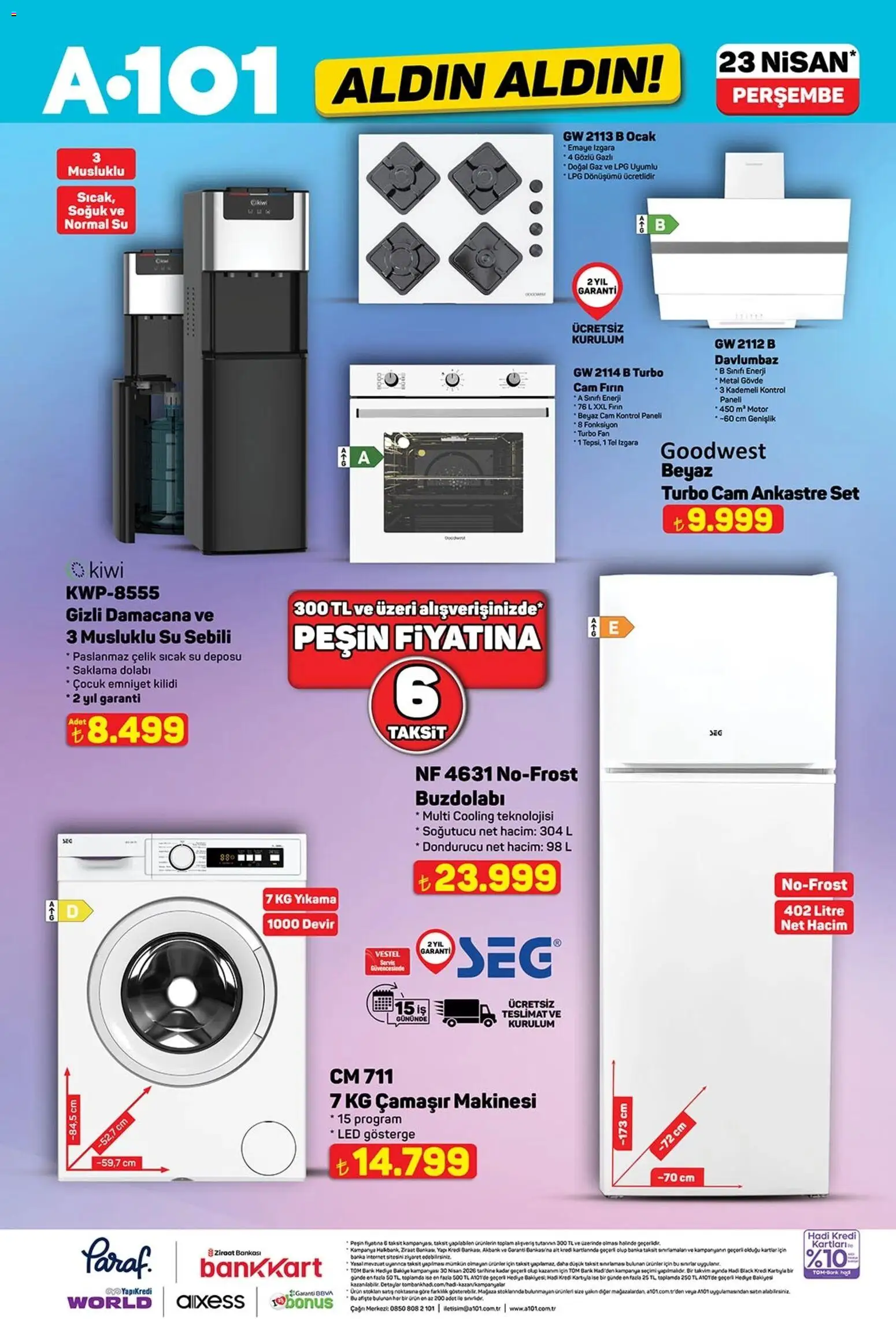 A101 - Katalog Aldın Aldın - 23.04.2026 tarihinden itibaren geçerlidir | Sayfa: 8 | Ürünler: Davlumbaz, Su, Su sebili, Izgara