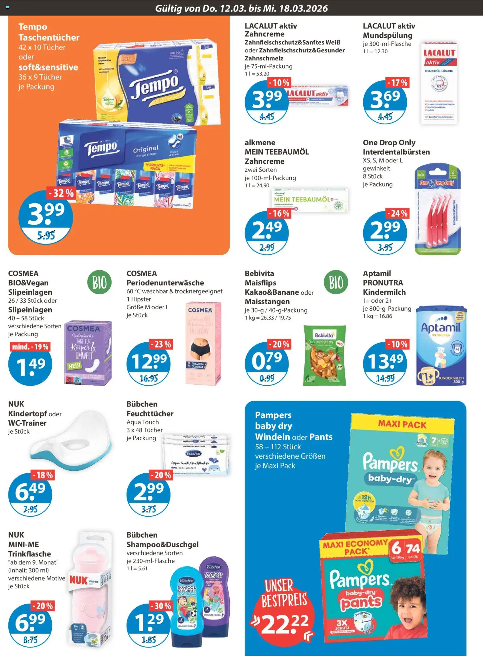 V-Markt - München – gültig ab 12.03.2026 | Seite: 10 | Produkte: Pampers, Shampoo, Duschgel, Tempo