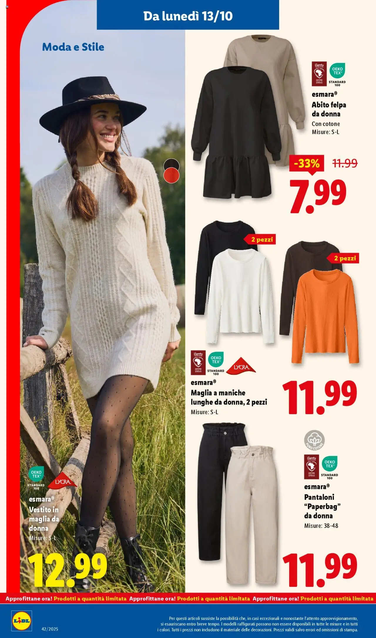 Volantino Lidl del 13.10.2025 | Pagina: 42 | Prodotti: Felpa, Pantaloni, Abito, Vestito