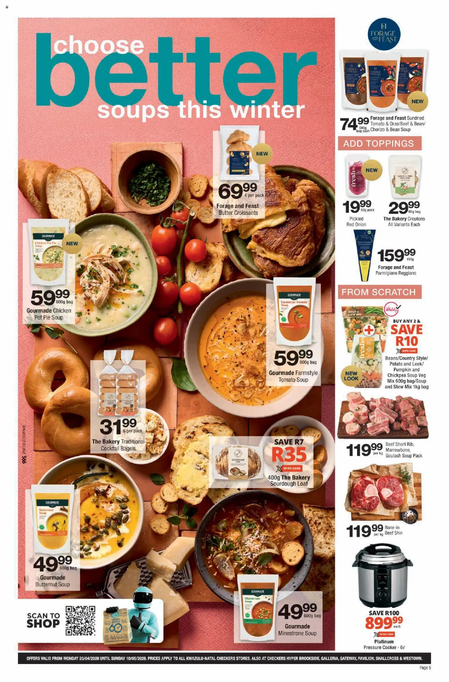 New Checkers catalogue – valid from 20.04.2026 | Page: 5 | Products: Bag, Butter, Chicken, Beef