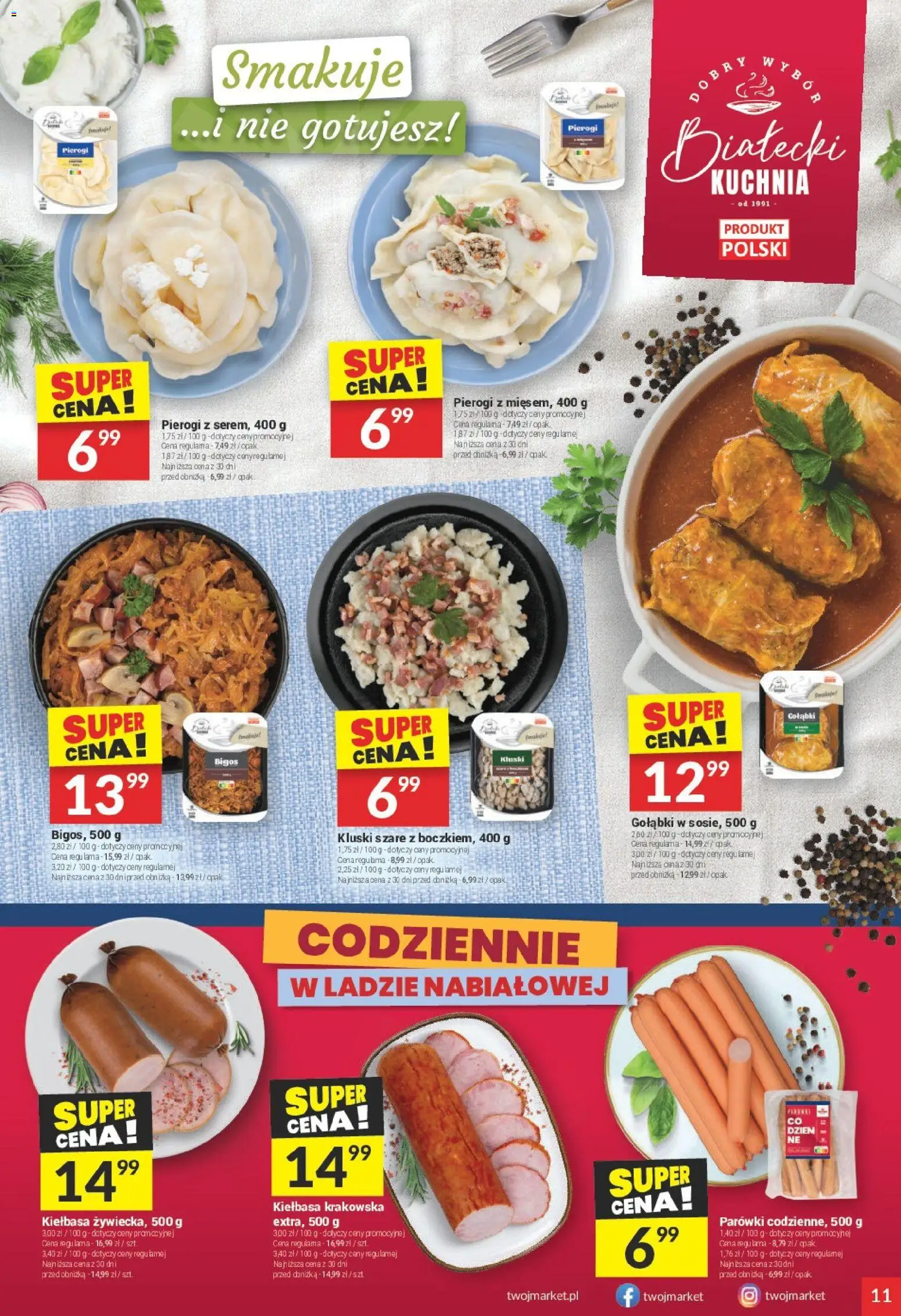 Twój Market Gazetka od 19.11.2025 | Strona: 11 | Produkty: Kiełbasa, Pierogi, Parówki, Kiełbasa krakowska