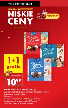 Ptasie Mleczko E.Wedel, 340 g, waniliowe w czekoladzie deserowej, czekoladowe w czekoladzie deserowej, śmietankowe w czekoladzie mlecznej od 08.09.2025 | Strona: 12