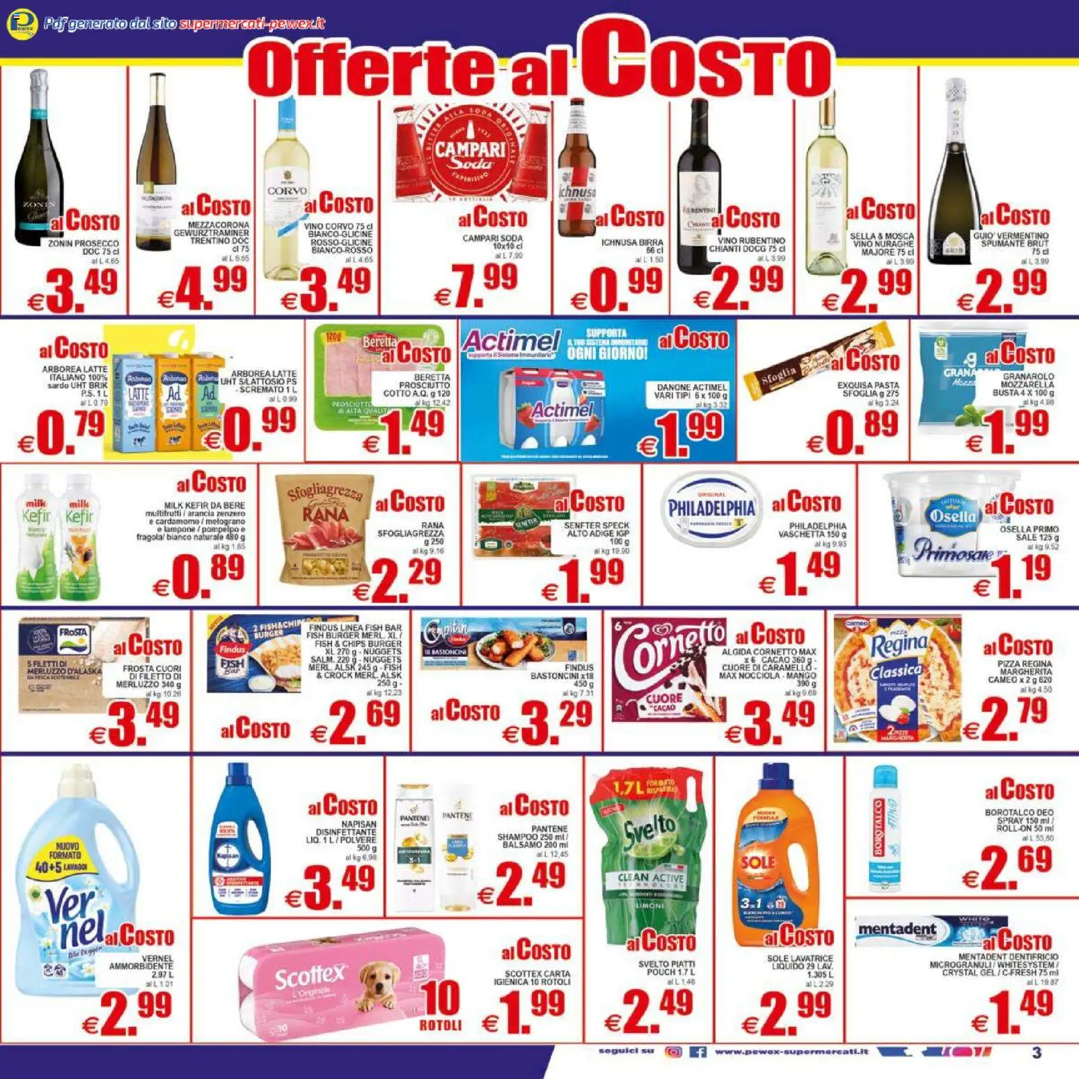 Volantino Pewex del 17.04.2026 | Pagina: 3 | Prodotti: Latte, Prosciutto, Vino, Arancia