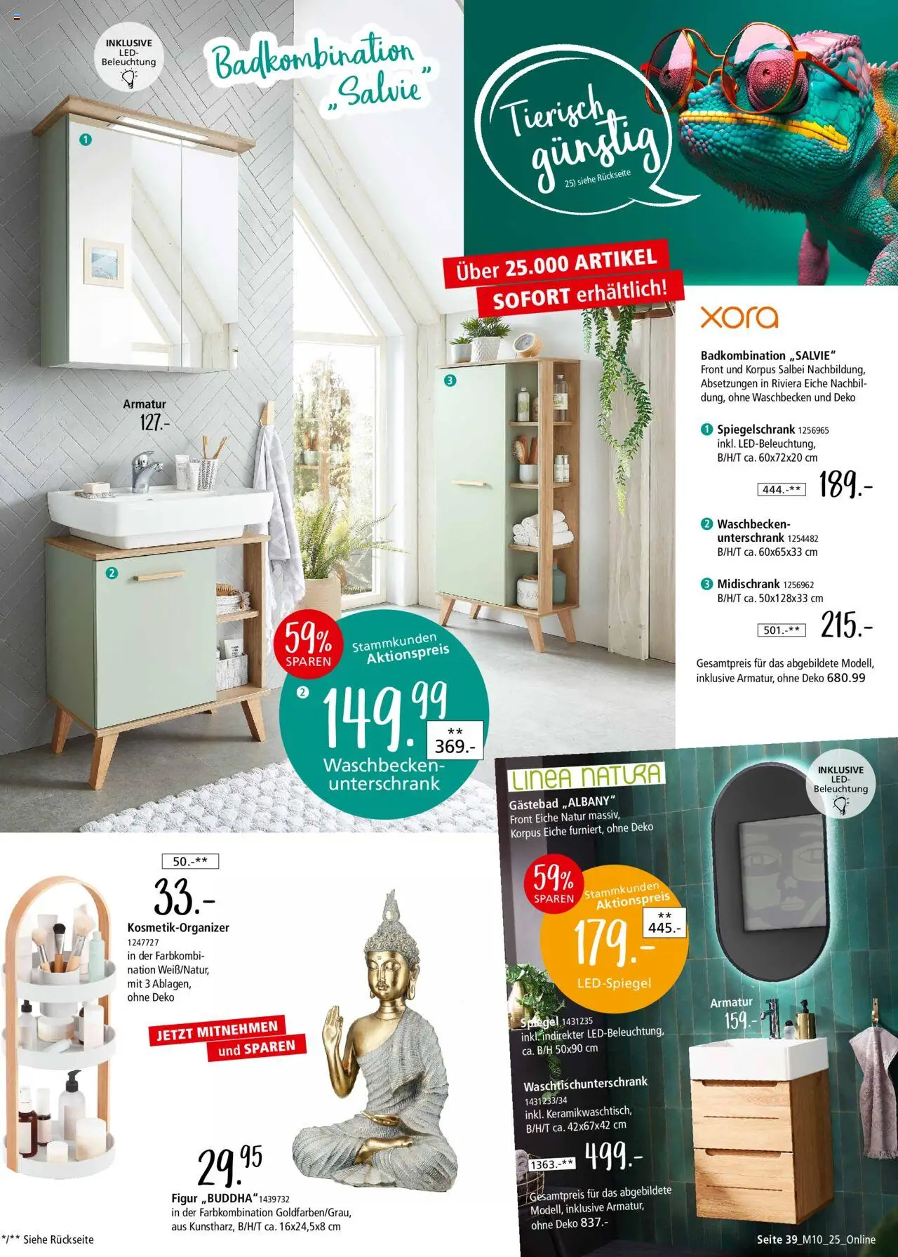 Zurbrüggen - Junges Wohnen - gültig ab dem 09.08.2025 | Seite: 39 | Produkte: Armatur, Spiegelschrank, Unterschrank, Midischrank