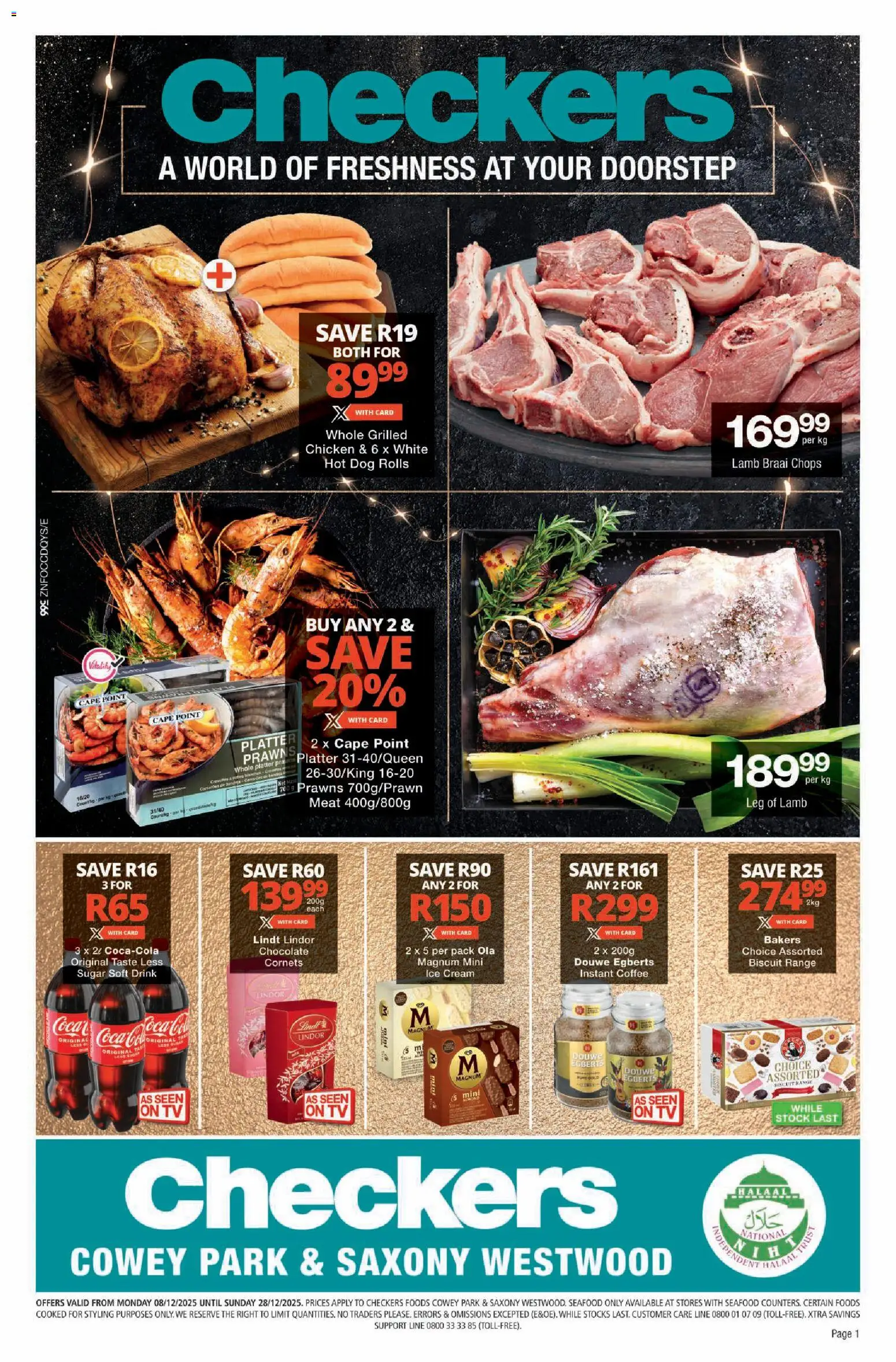 New Checkers catalogue – valid from 08.12.2025 | Page: 1 | Products: Coffee, Chicken, Cream, Ice cream