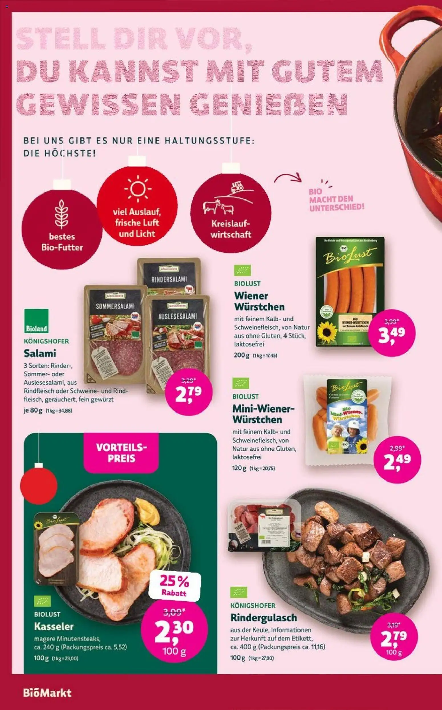 Denns BioMarkt Angebote – gültig ab 17.12.2025 | Seite: 6 | Produkte: Rindergulasch, Wiener wurstchen, Salami, Rindfleisch