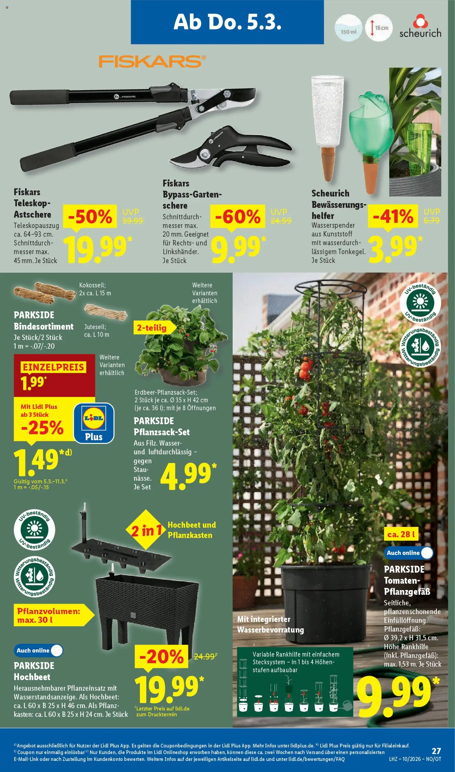 Lidl Prospekt Grimma – gültig ab 02.03.2026 | Seite: 45 | Produkte: Hochbeet, Tomaten, Wasser