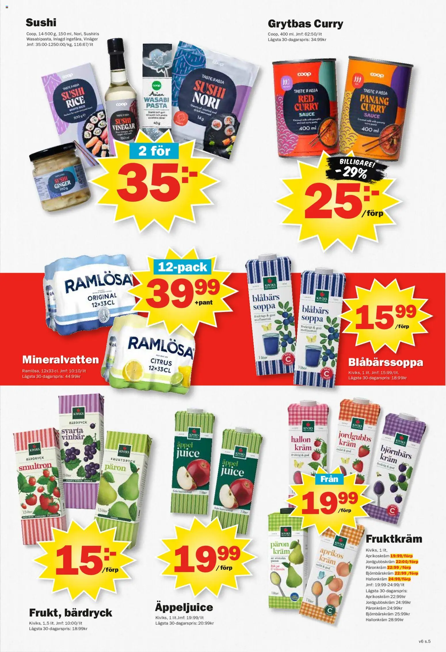 Pekås reklamblad aktuell från 02.02.2026 | Sida: 5 | Produkter: Mineralvatten, Pasta, Kräm, Hallon