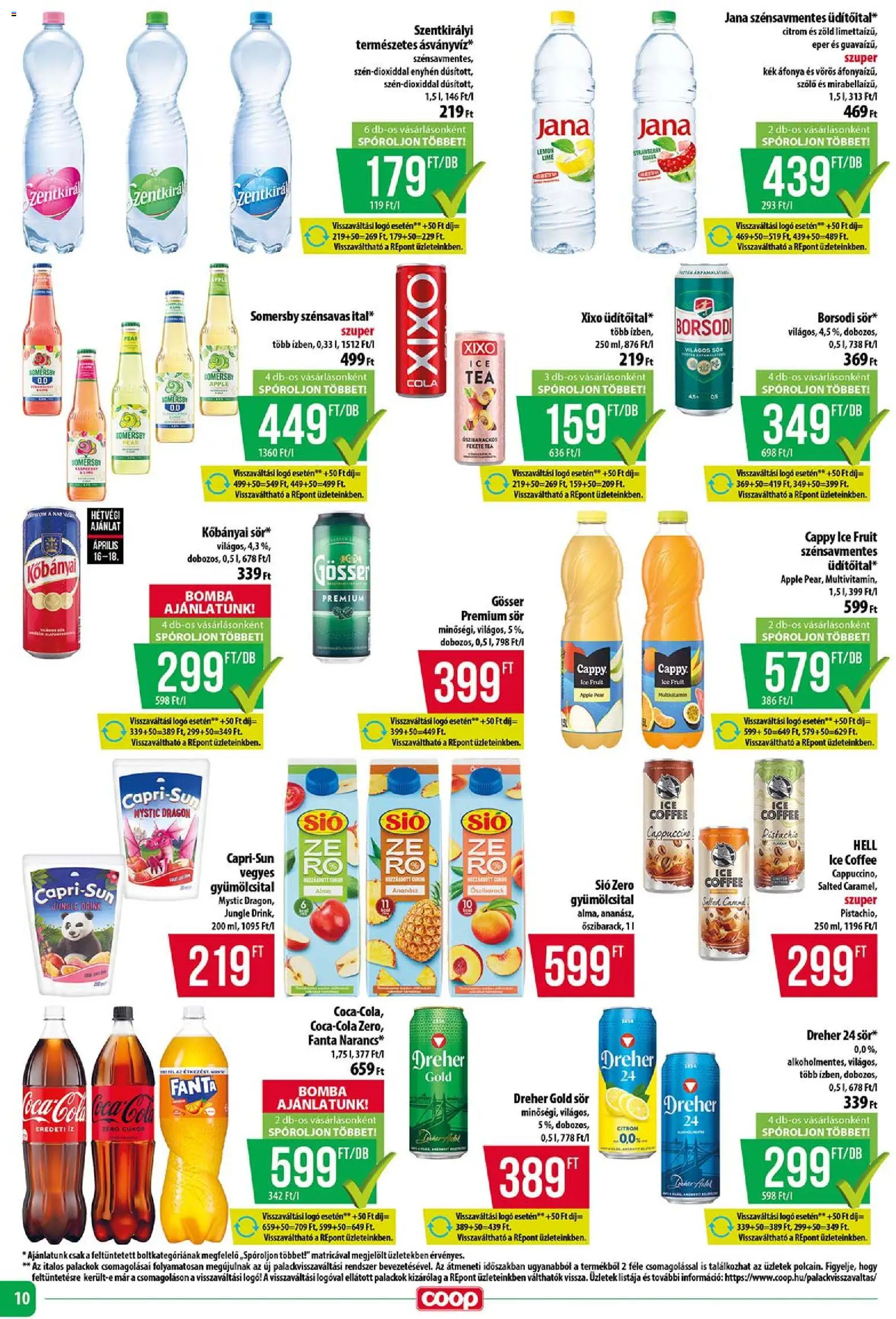 COOP akciós ujság - amely érvényes a következő dátumtól: 16.04.2026 | Oldal: 10 | Termékek: Áfonya, Gyümölcsital, Cappuccino, Alma