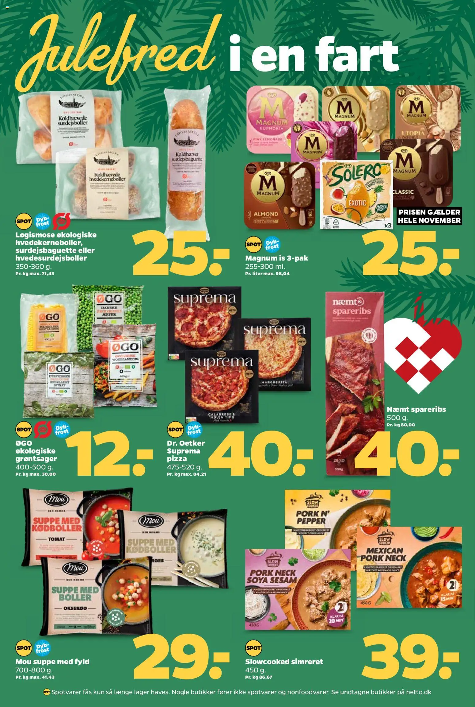 Netto tilbudsavis – gyldig fra 22.11.2025 | Side: 14 | Produkter: Pizza, Oksekød, Spareribs, Is