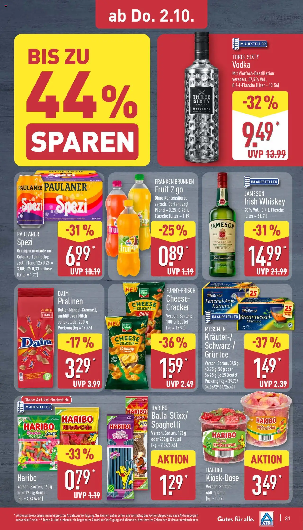 Aldi Prospekt 	 – gültig ab 29.09.2025 | Seite: 31 | Produkte: Haribo, Milch, Pasta, Erdbeeren