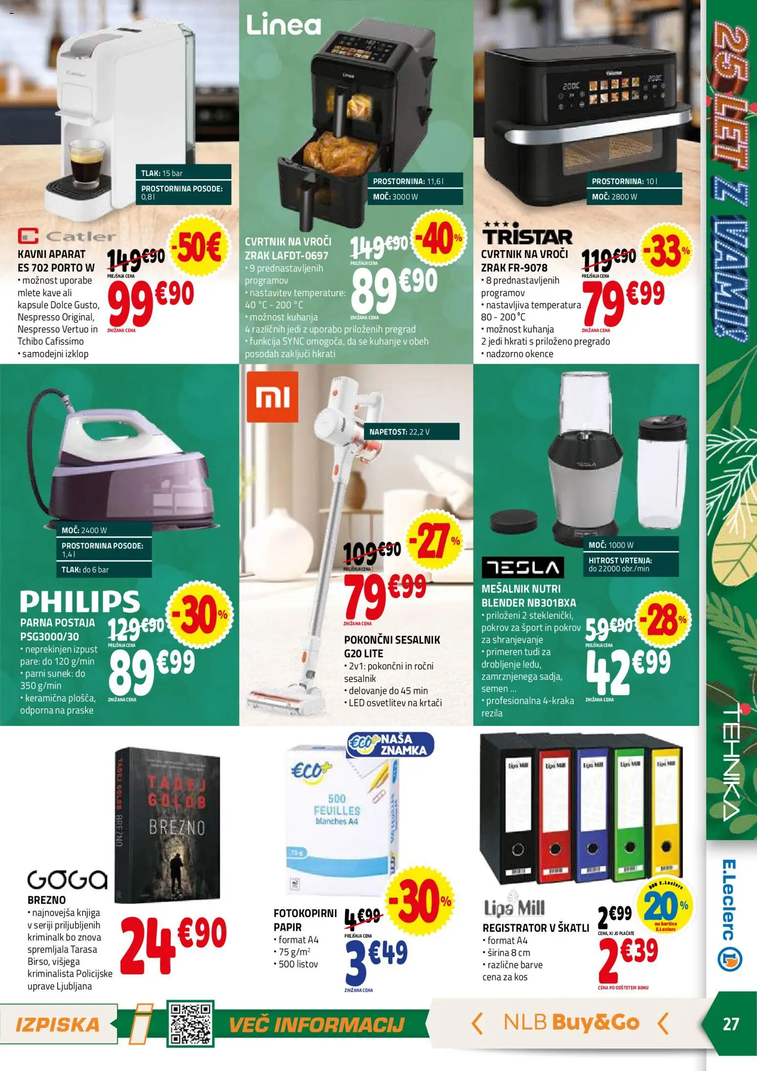 Novi E.leclerc katalog ponudbe – veljaven od 27.12.2025 | Stran: 27 | Izdelki: Mesalnik, Kos, Knjiga, Sesalnik