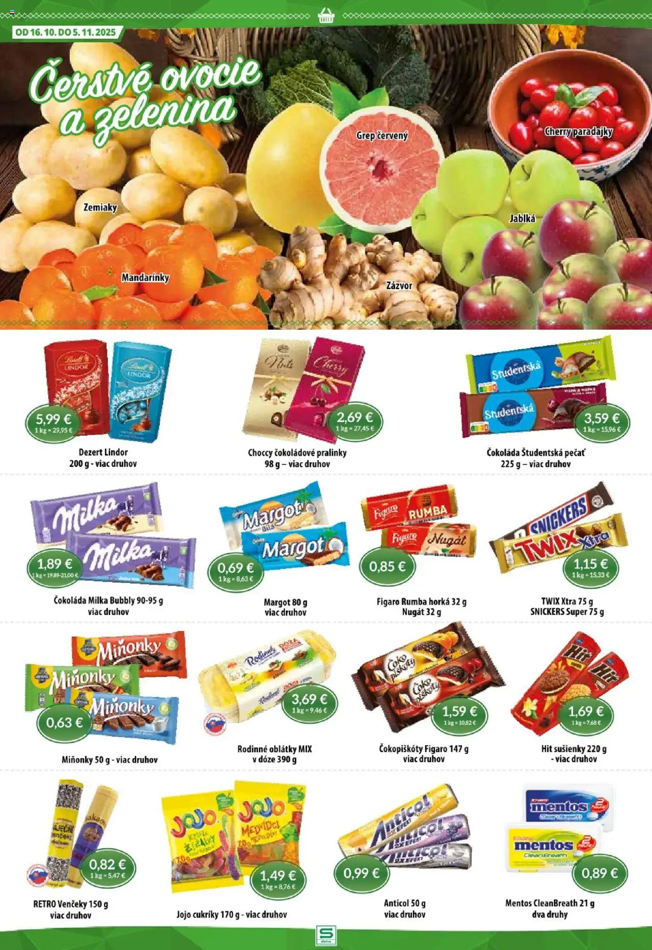 Nové Sintra akcie – leták je platný od 16.10.2025 | Strana: 6 | Produkty: Paradajky, Mandarinky, Cherry paradajky, Ovocie