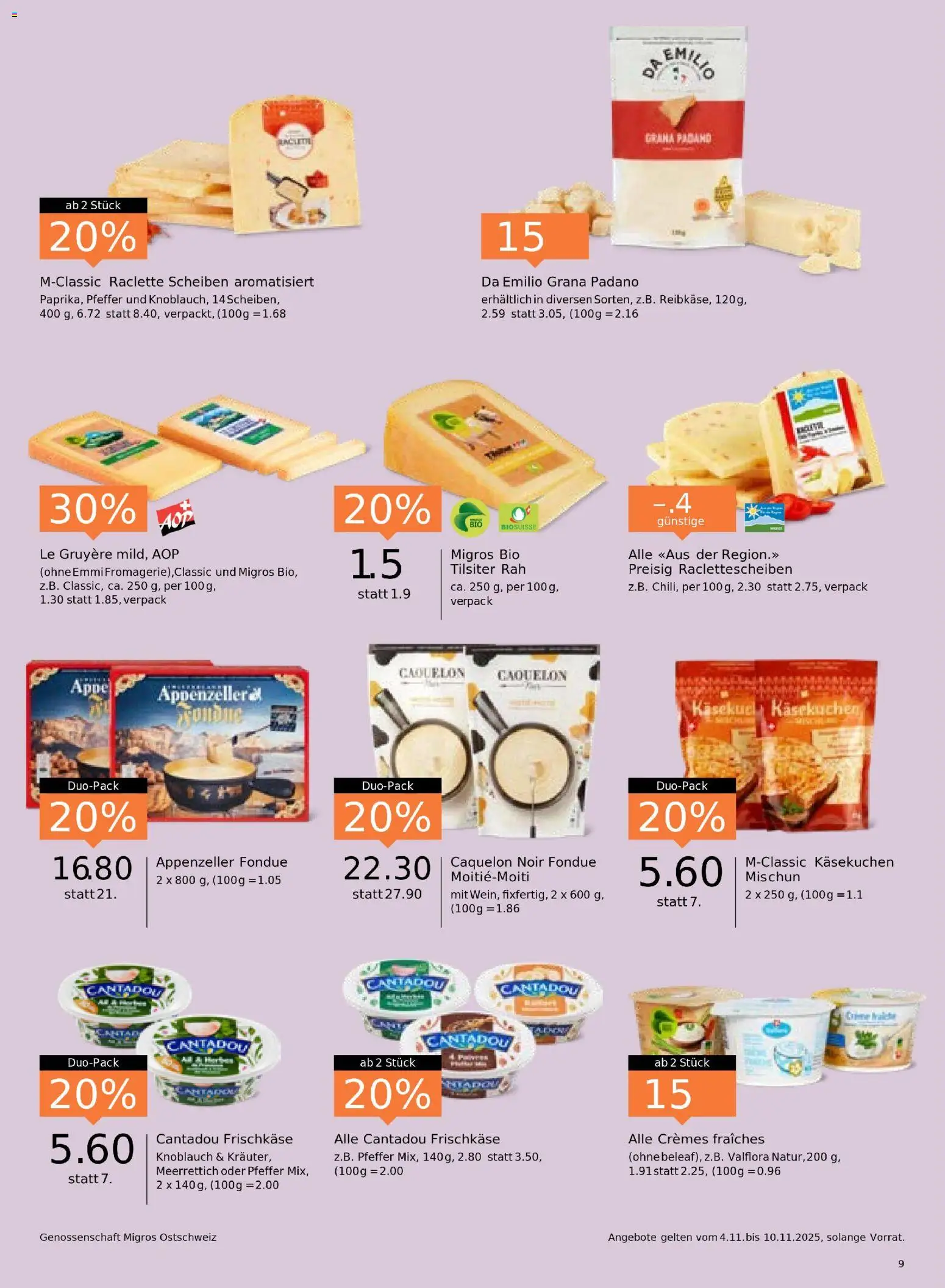 Migros Aktionen – gültig ab 04.11.2025 | Seite: 9 | Produkte: Temizlik kovası, Pfeffer, Raclette, Fondue
