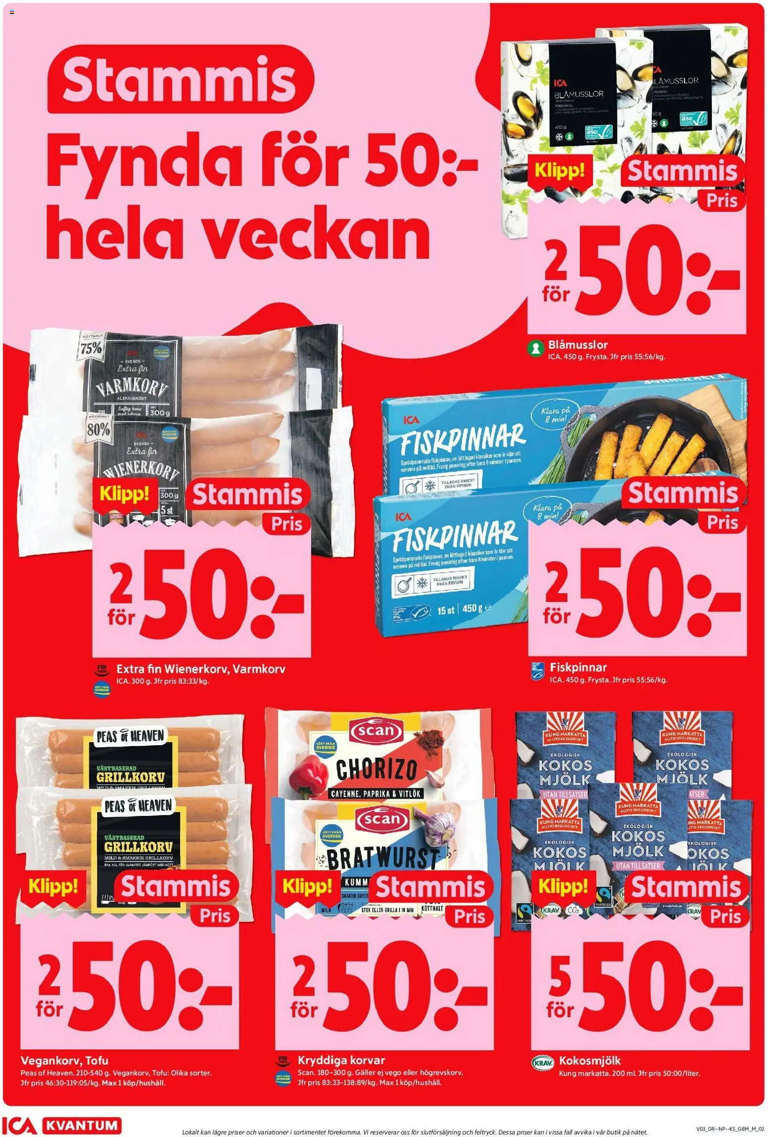 ICA Kvantum reklamblad aktuell från 12.01.2026 | Sida: 2 | Produkter: Varmkorv, Mjölk, Wienerkorv, Chorizo