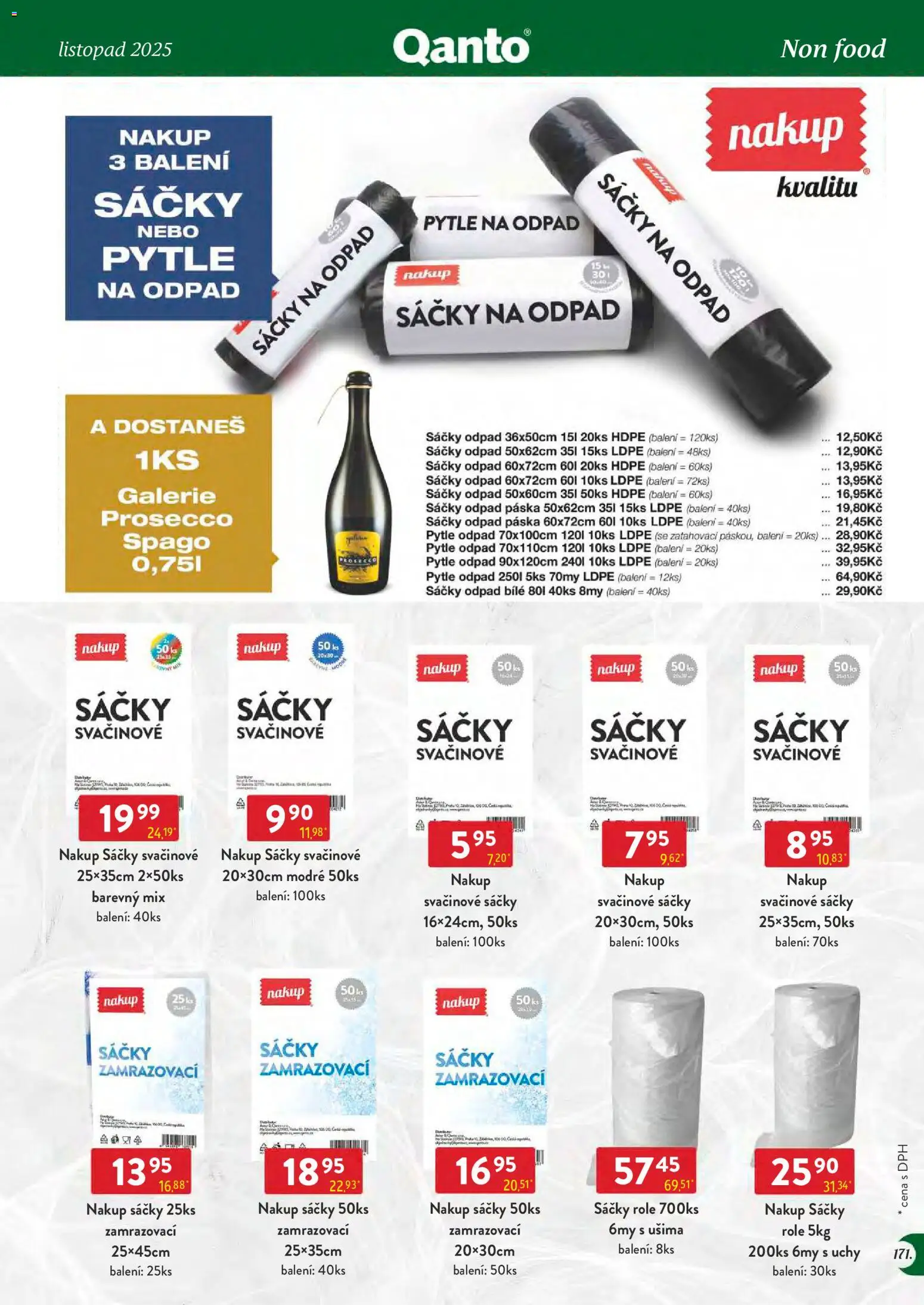 Astur & Qanto - Leták - Velkoobchod 11/2025 od 01.11.2025 | Strana: 171 | Produkty: Prosecco, Svačinové sáčky, Pytle na odpad