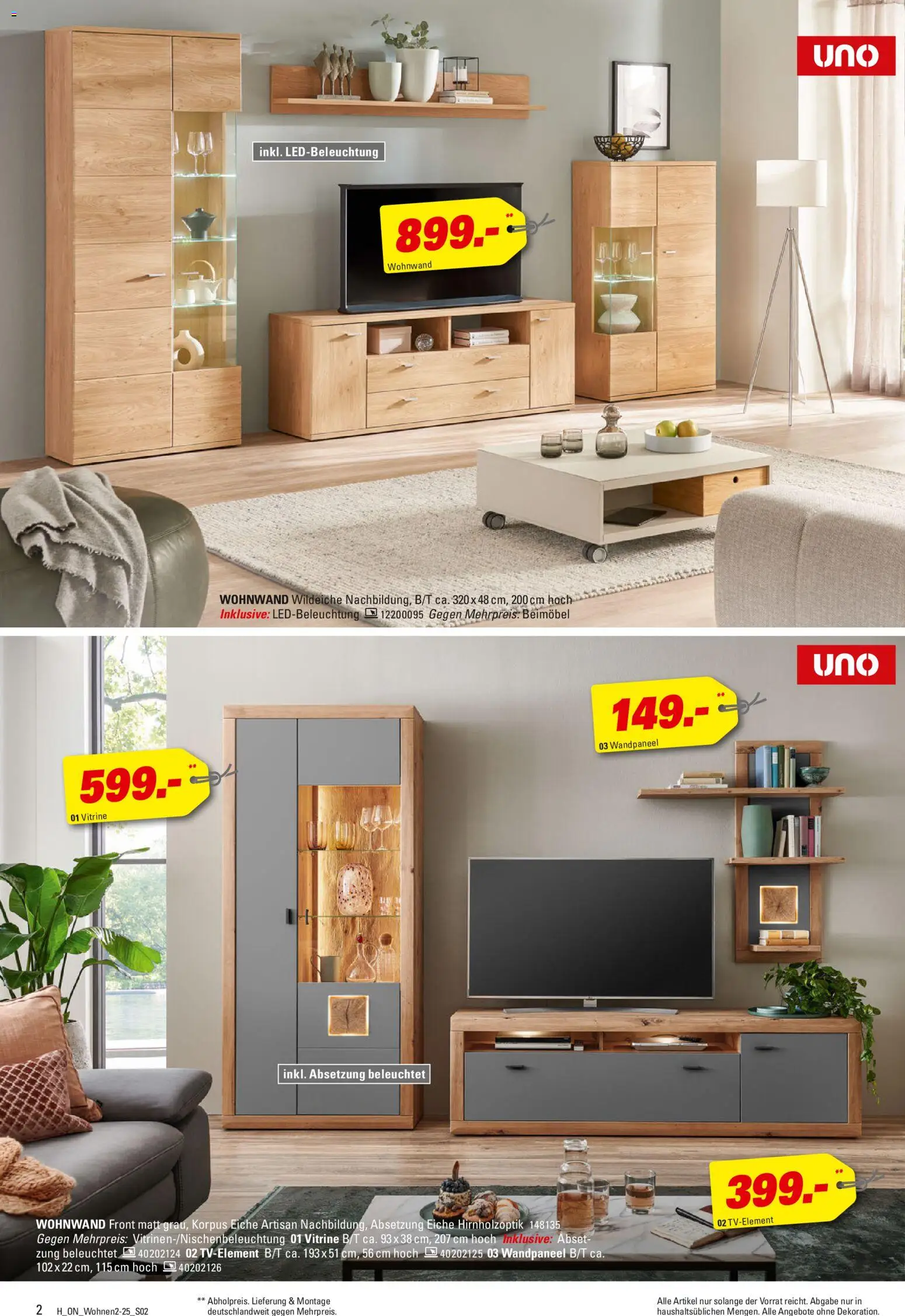 Höffner Wohnen Spezial – gültig ab 29.10.2025 | Seite: 2 | Produkte: Wohnwand, Vitrine