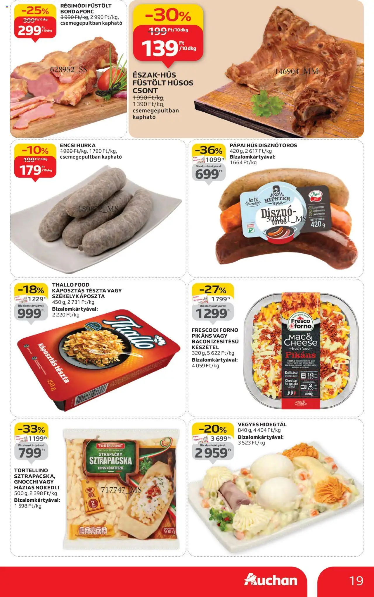 Auchan akciós ujság - amely érvényes a következő dátumtól: 16.10.2025 | Oldal: 19 | Termékek: Kolbász, Hús, Hurka, Gnocchi