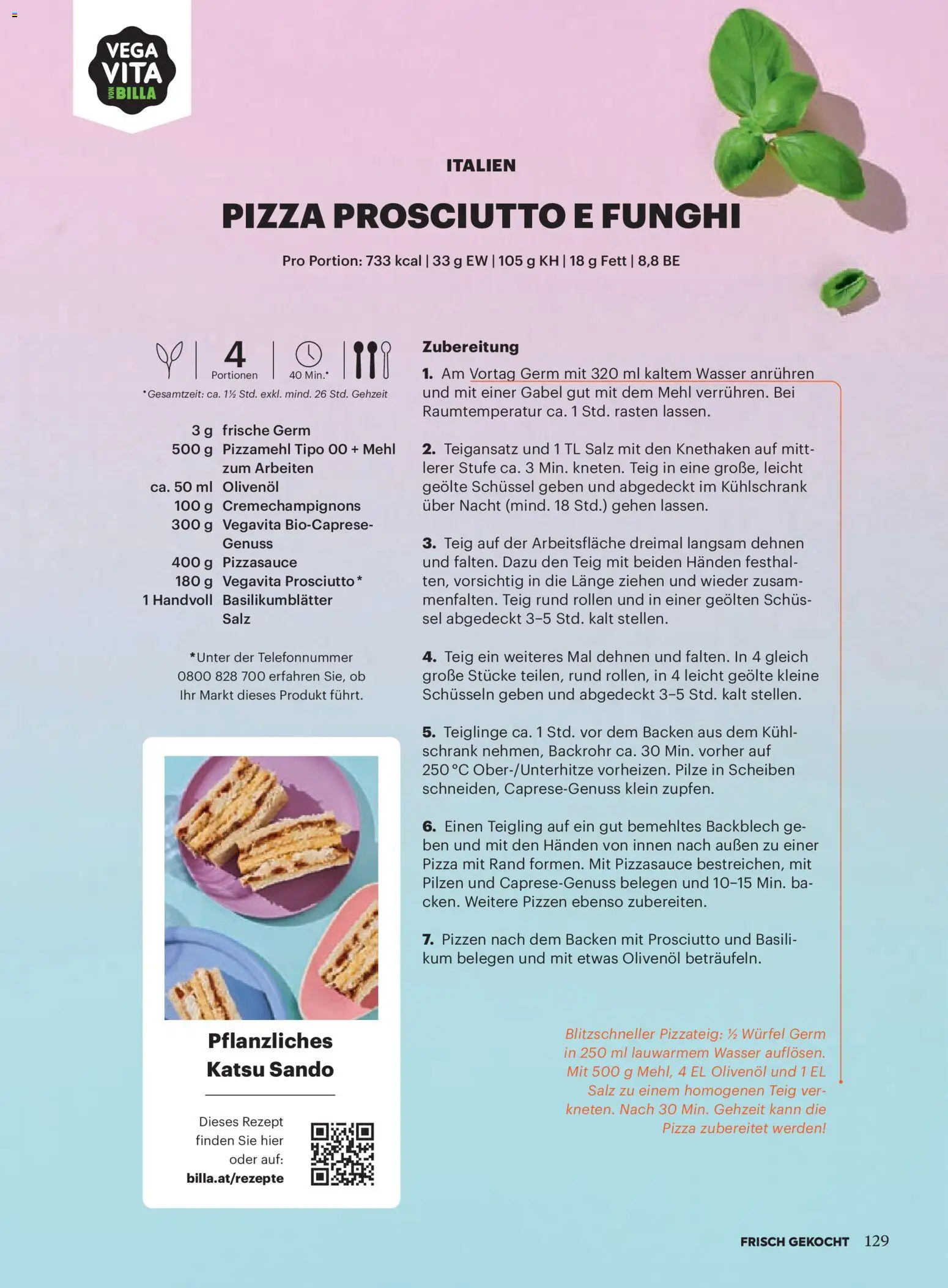 Billa  Frisch Gekocht gültig ab 01.01.2026 | Seite: 125 | Produkte: Wasser, Salz, Schrank, Pizza