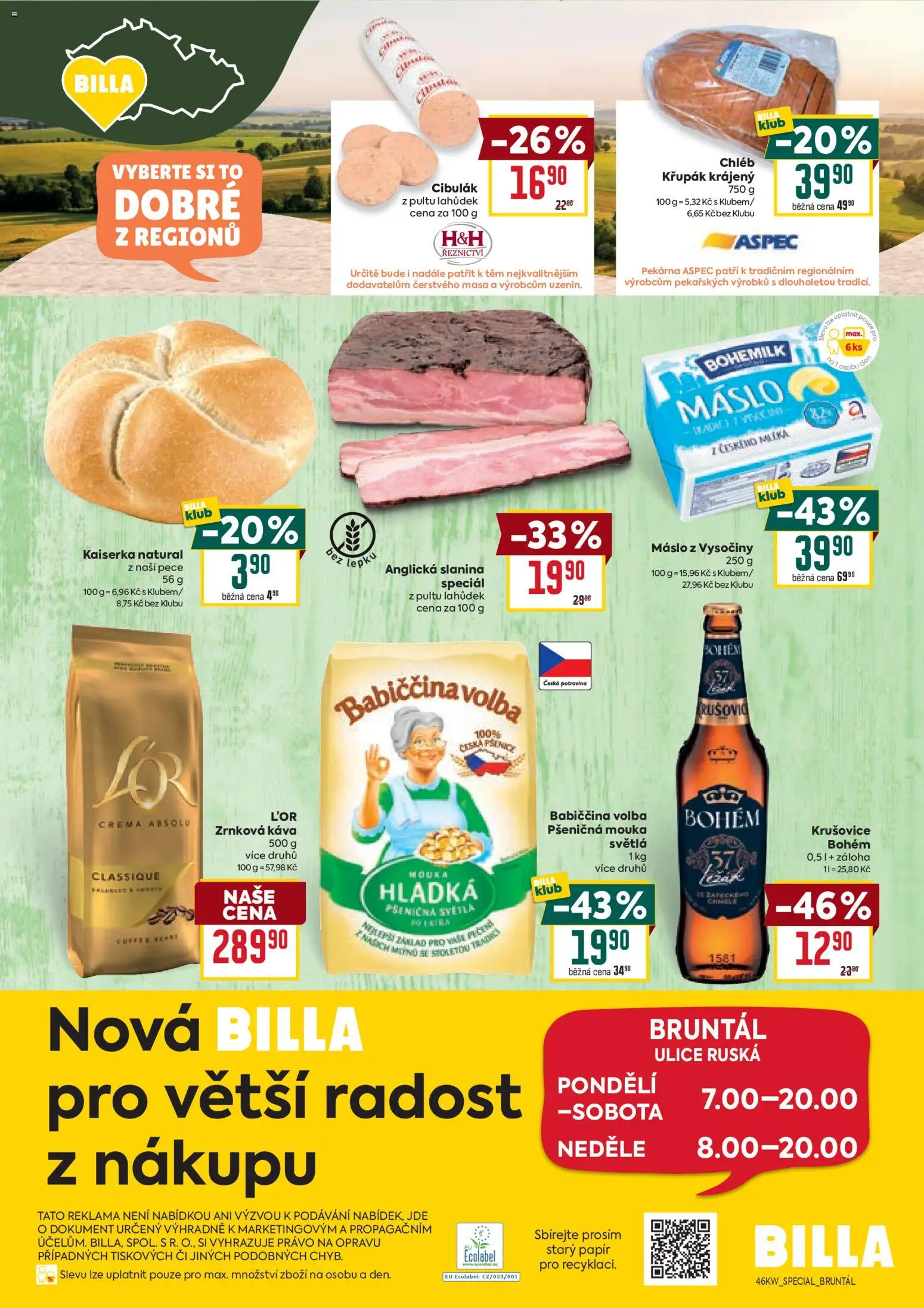 Billa leták - Speciál: Bruntál od 12.11.2025 | Strana: 2 | Produkty: Kaiserka, Máslo, Milka, Pekárna