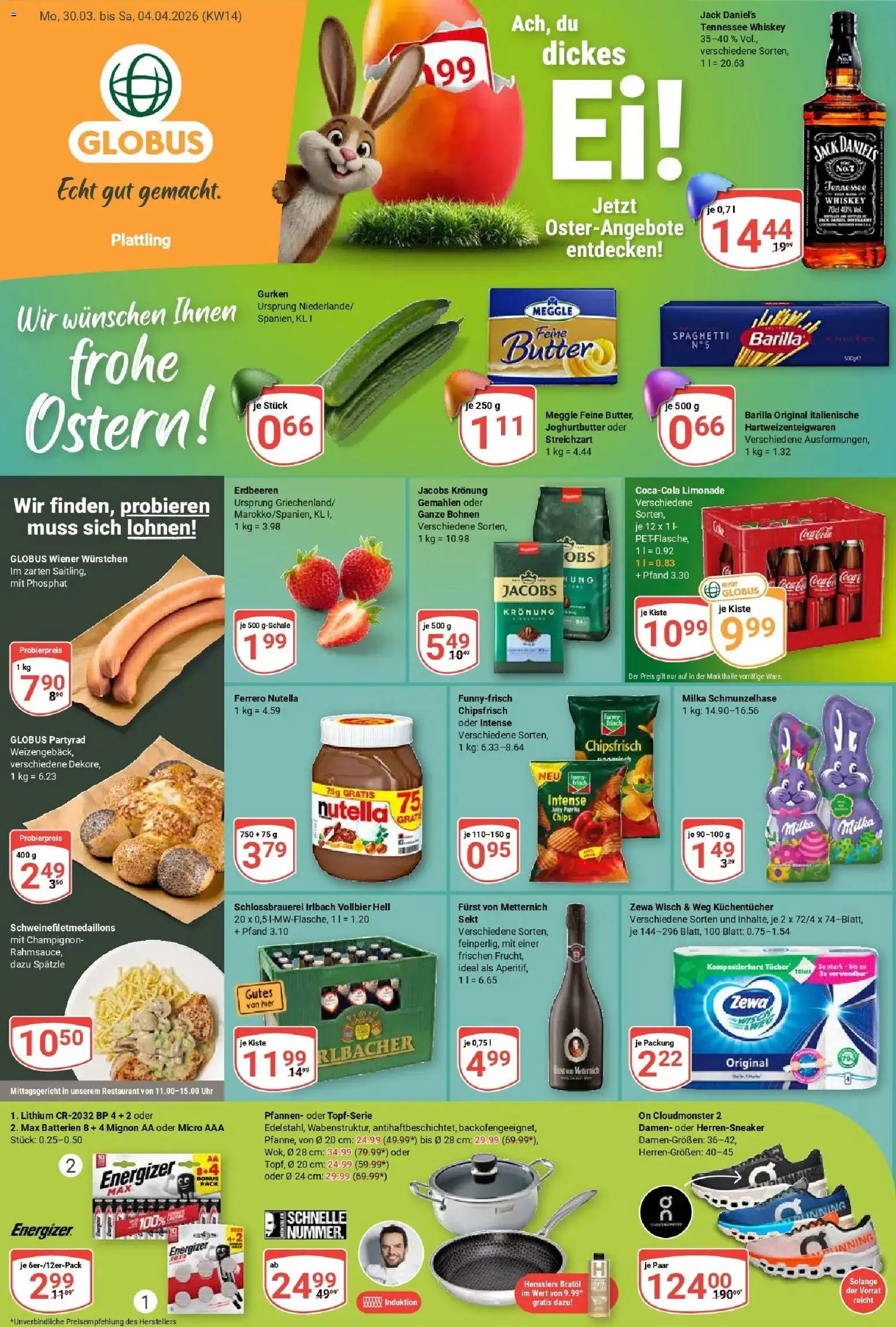 Globus prospekt Plattling	 – gültig ab 30.03.2026 | Seite: 7 | Produkte: Zewa, Gurken, Whiskey, Uhr