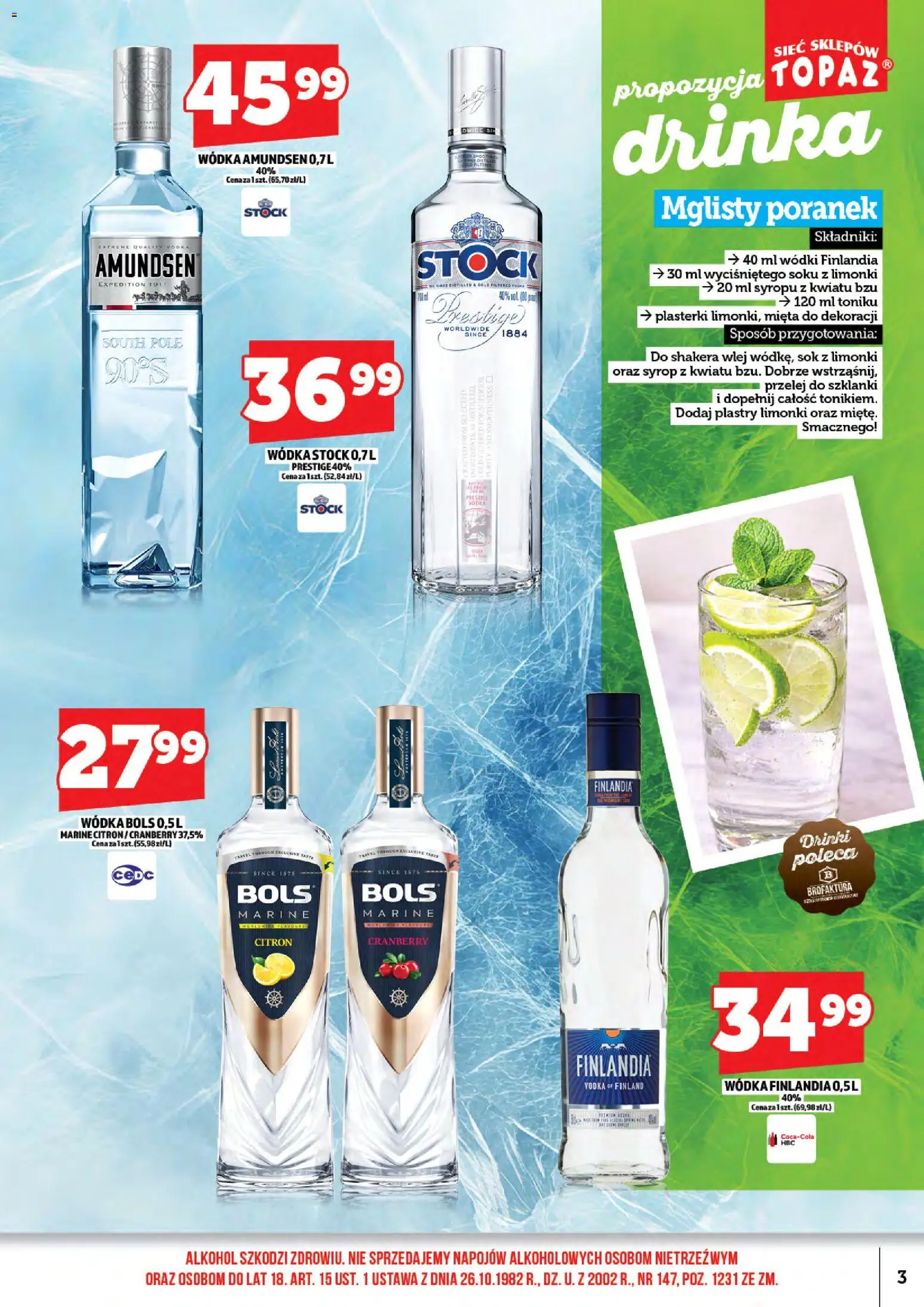 Topaz Gazetka alkoholowa od 16.02.2026 | Strona: 5 | Produkty: Wódka finlandia, Mięta, Vodka, Alkohol