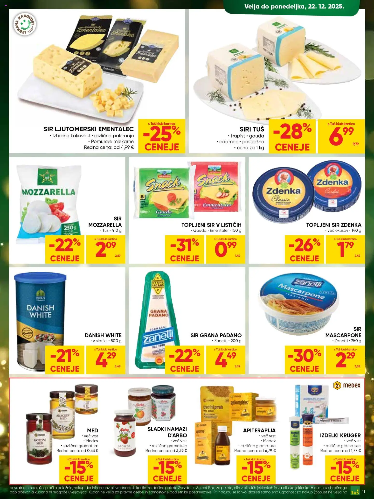 Novi Tuš katalog ponudbe – veljaven od 17.12.2025 | Stran: 11 | Izdelki: Topljeni sir, Gauda, Ementalec, Sir